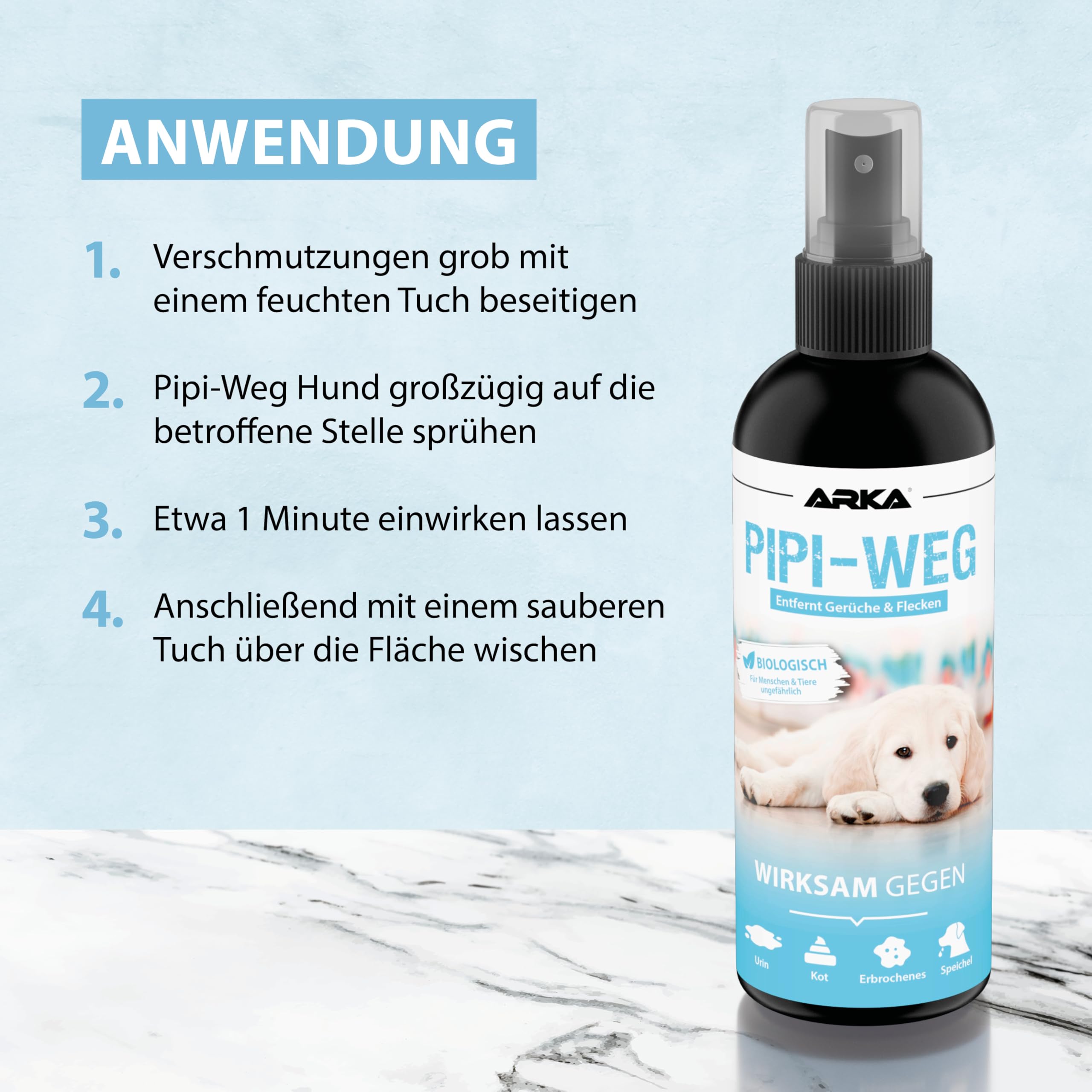 ARKA PIPI-Weg Spray - Enzymatic Dog Urine Odour Remover | 100 ml | Bio-Based 7