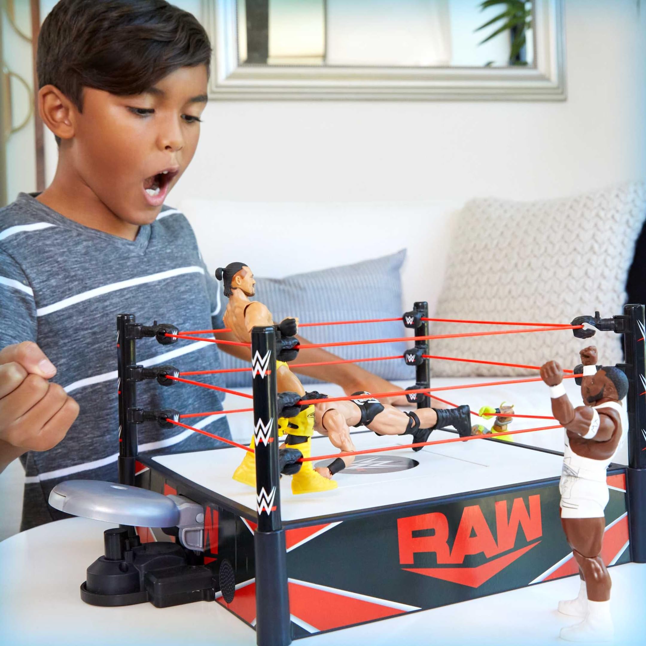 Mattel WWE Wrekkin Kickout Ring Playset - 2-Mode Action Figure Arena with Breakaway Table, Ages 6+