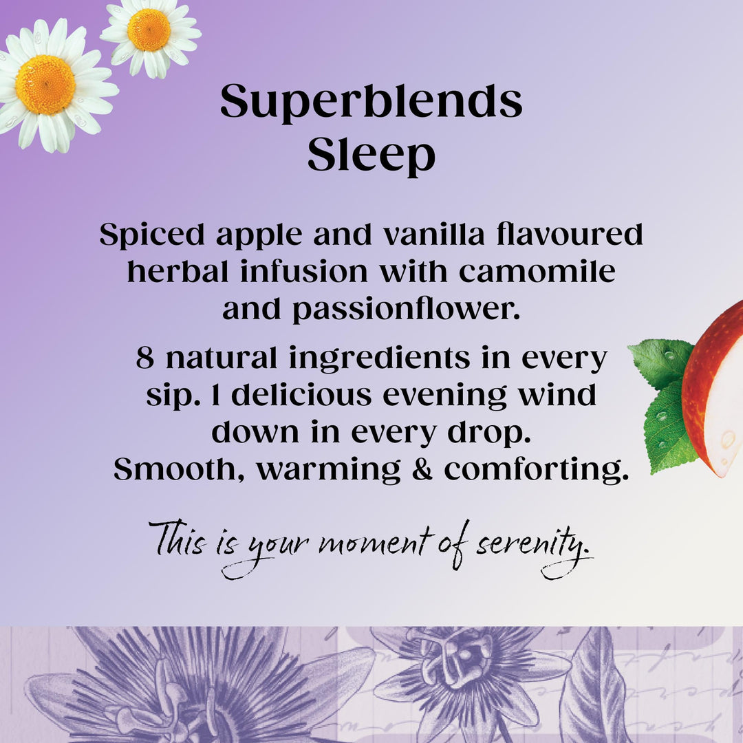 Twinings Superblends Sleep Tea - Spiced Apple & Vanilla Herbal Infusion with Camomile & Passion Flower - 80 Biodegradable Tea Bags