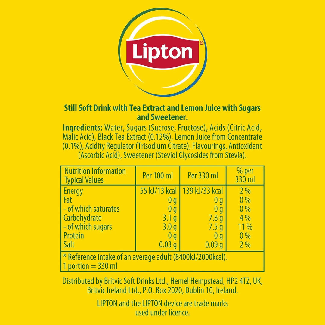 Lipton Ice Tea Lemon 1.25L Bottle - Refreshing Black Tea with Real Lemon Juice