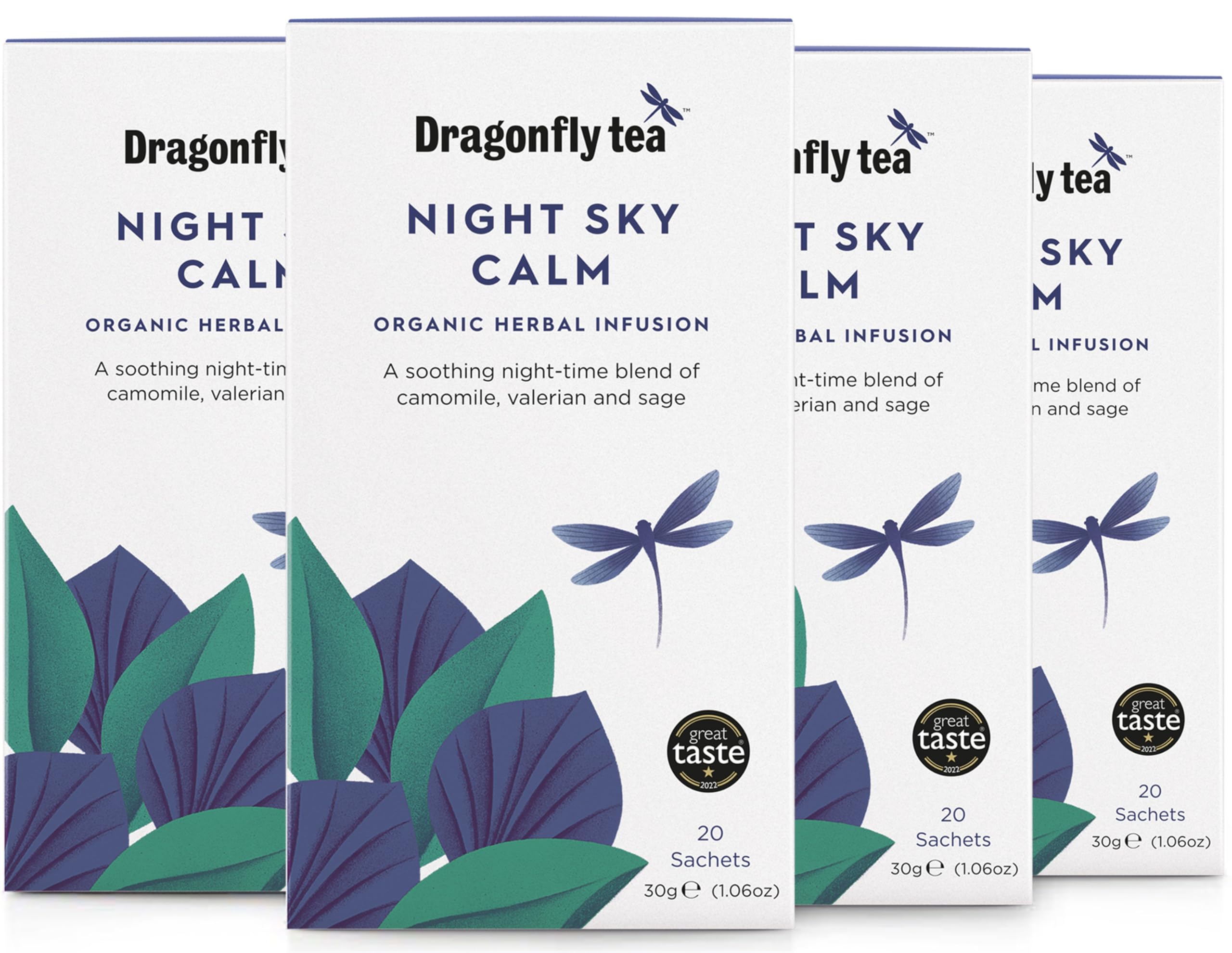 DRAGONFLY Night Sky Calm Tea - Organic Sleep Aid with Camomile & Valerian | 80 Compostable Teabags 1