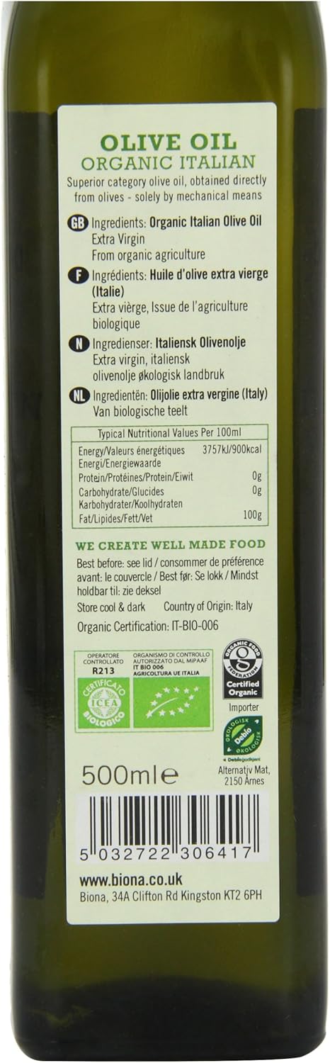 Biona Organic Italian Extra Virgin Olive Oil 500 ml