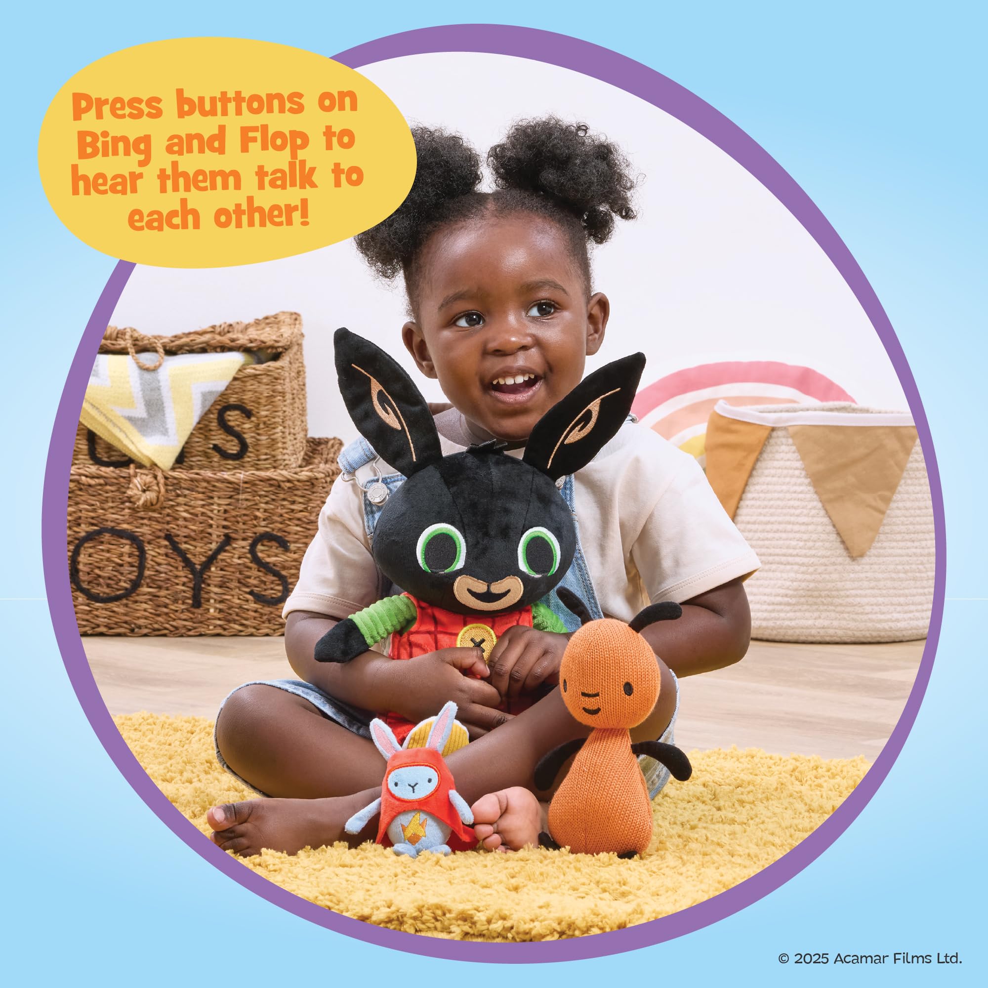 Rainbow Designs Bing, Flop & Hoppity Interactive Soft Toys - RFID Tech | 31 cm