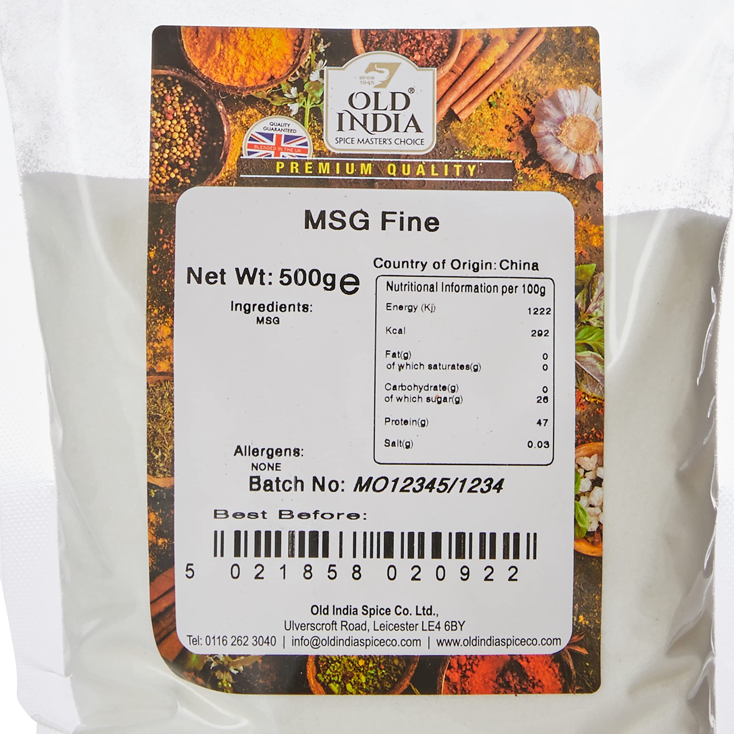 Old India MSG Fine Powder - 500g Natural Additive Free Seasoning