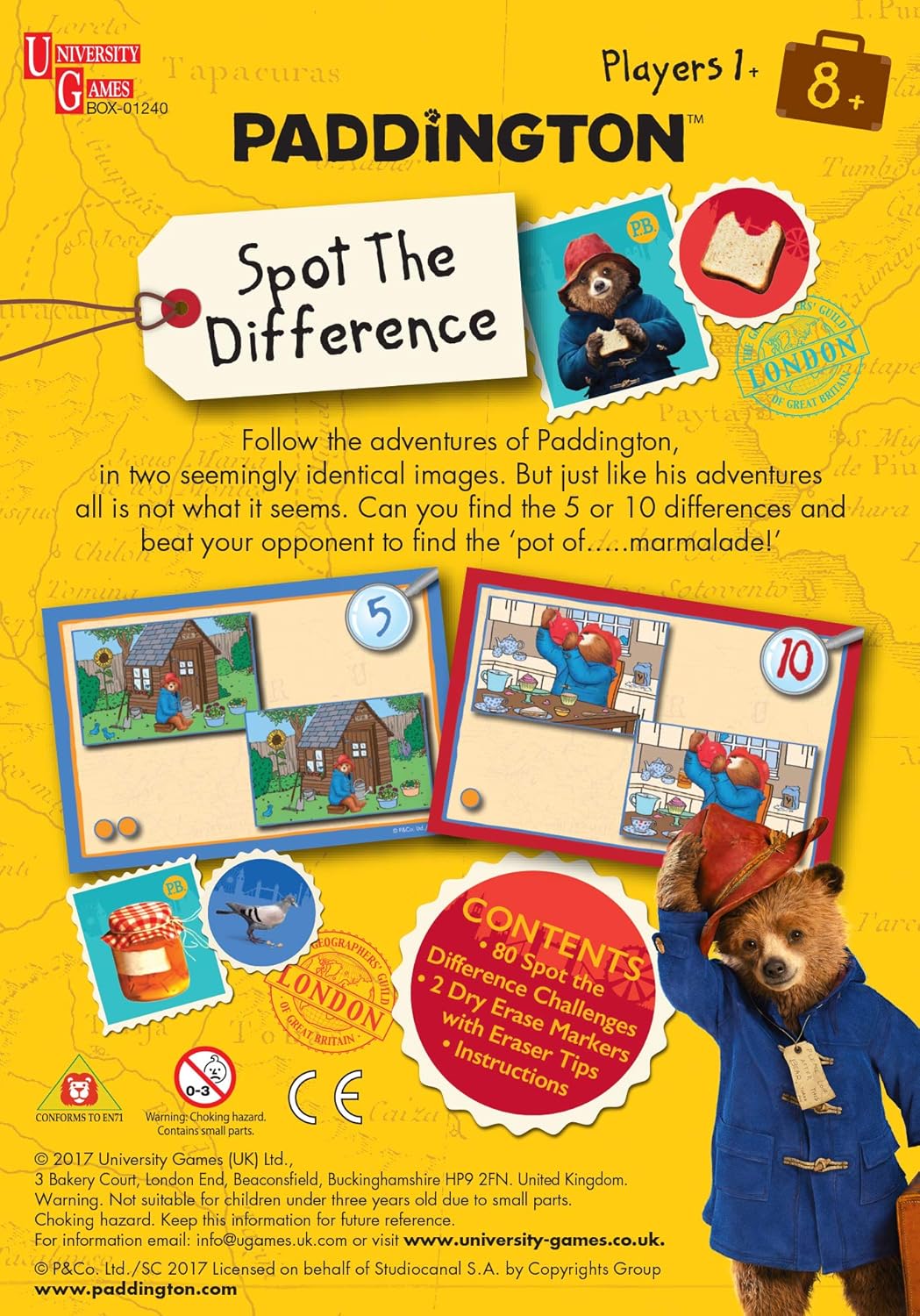 Paddington Bear Spot the Difference Game - 80 Challenges Board Game