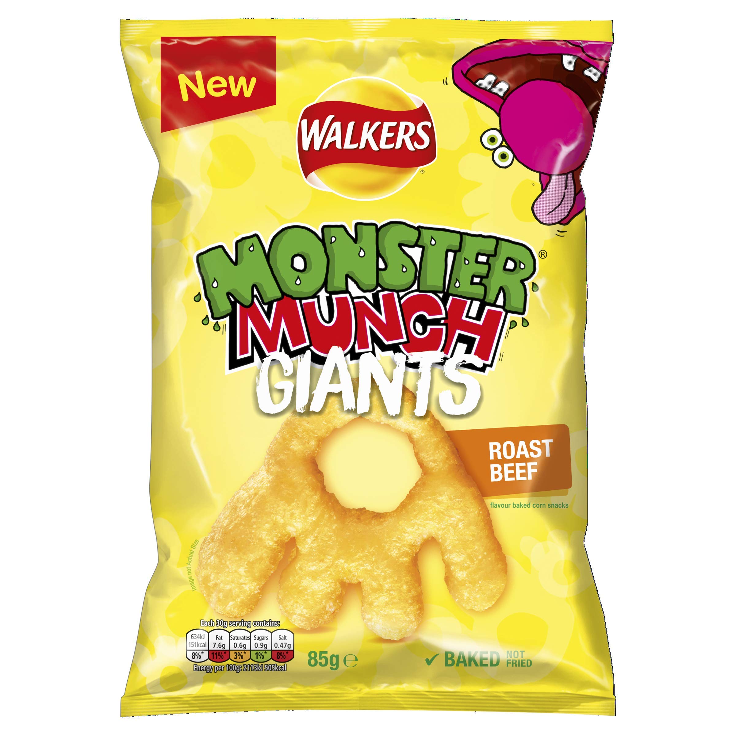 Walkers Monster Munch Giants Roast Beef Flavour Baked Corn Snacks 85g (Case of 8) 2