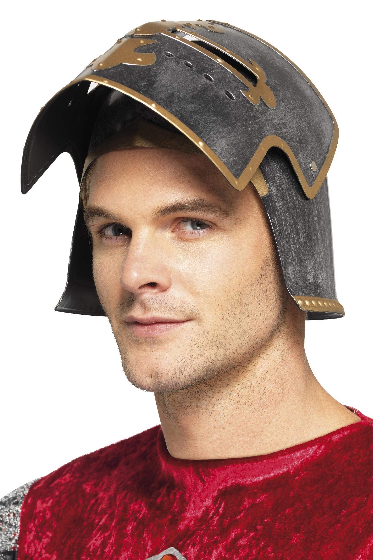 Smiffys Medieval Crusader Helmet - Silver Plastic with Moveable Face Shield | One Size 3