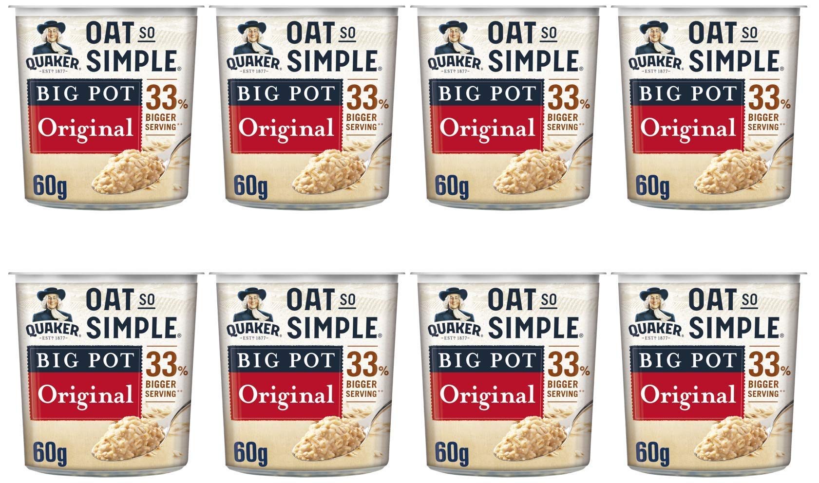 Quaker Oat So Simple Original Porridge Big Pot 60 g (Pack of 8) 6