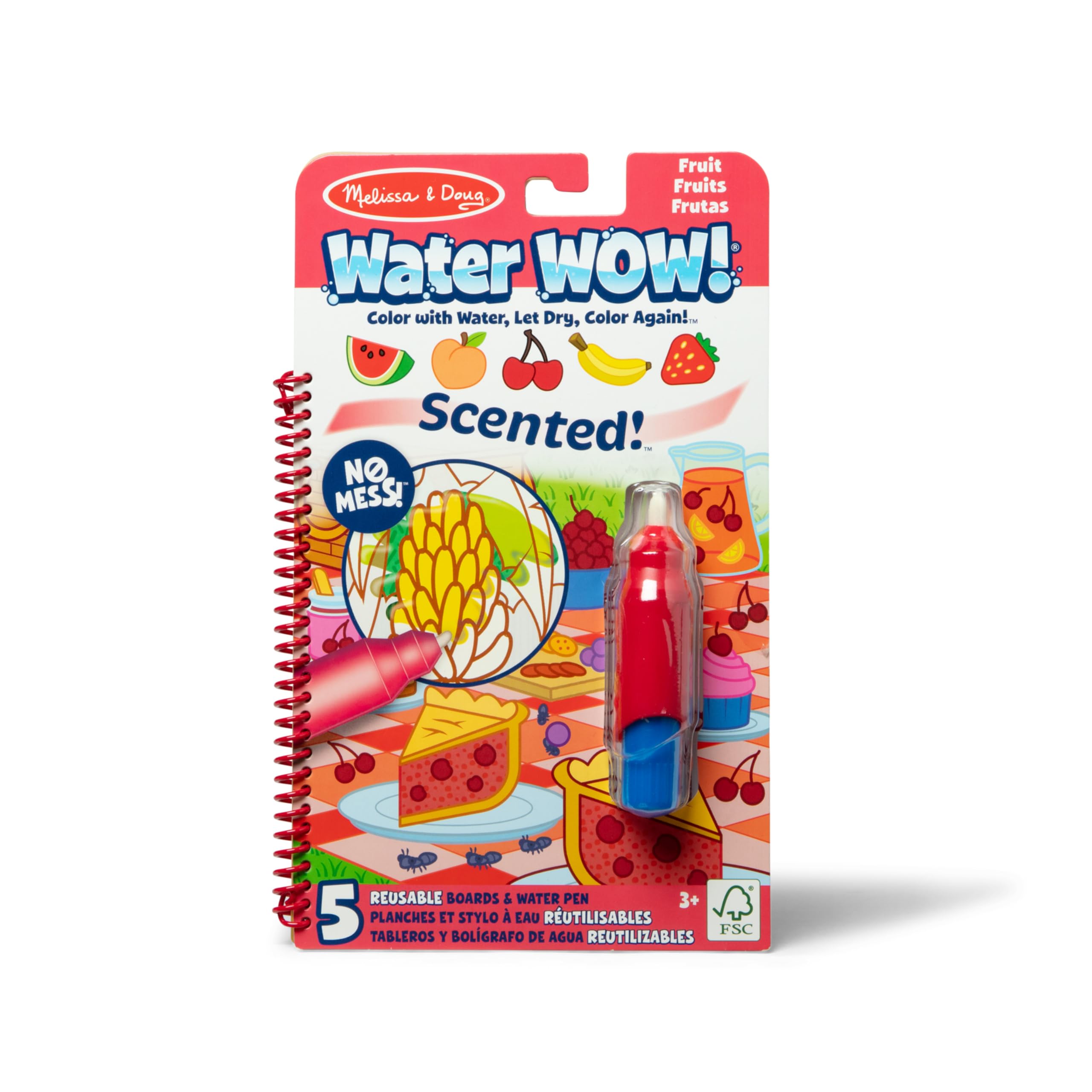 Melissa & Doug Water WOW! Fruit Scented Coloring Book | Mess-Free Reusable Pages | Ages 3-6 1