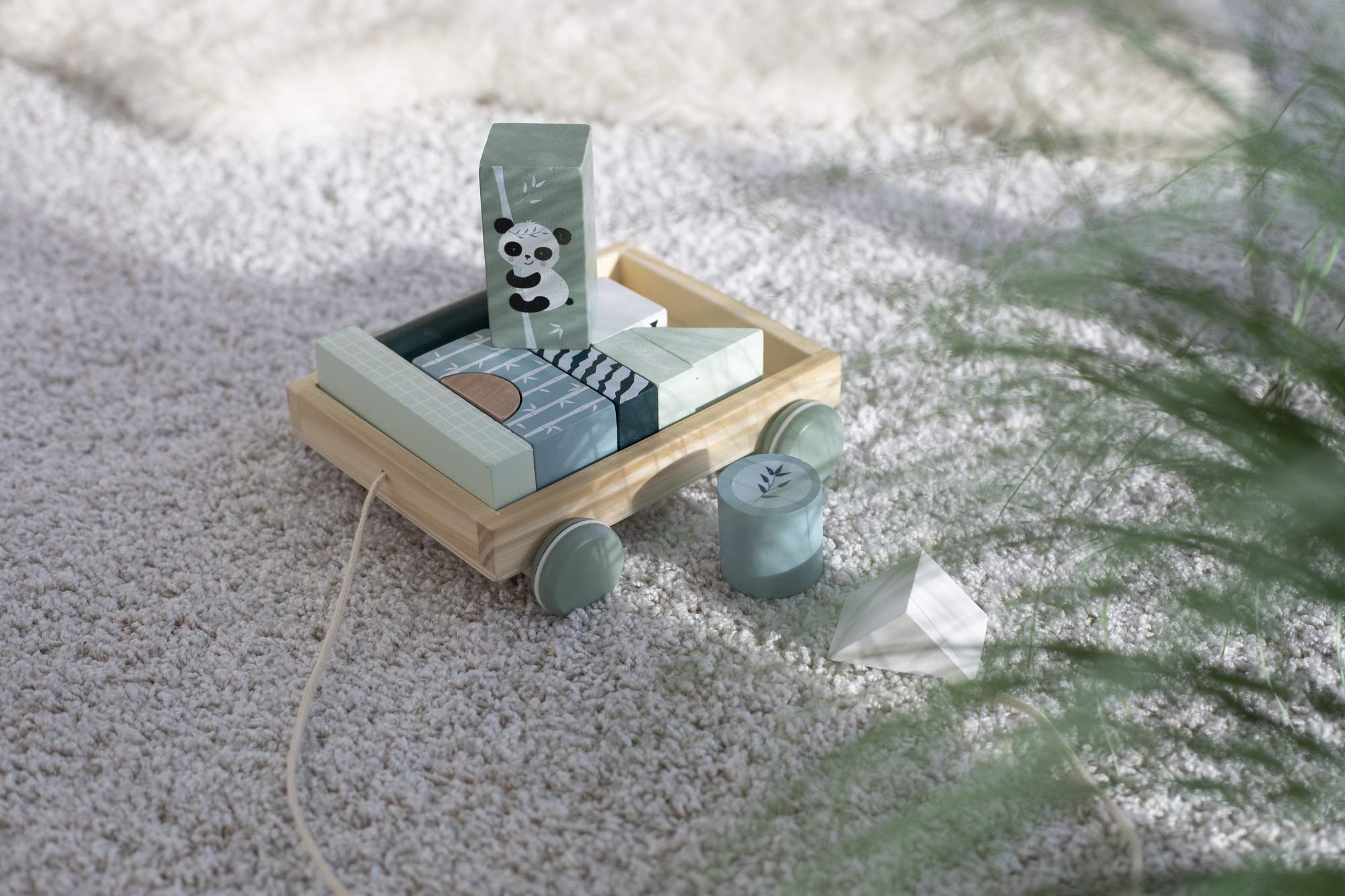 Eichhorn Construction Cart - Panda Motif Pull-Along Toy | 12 Pieces | Wood 4