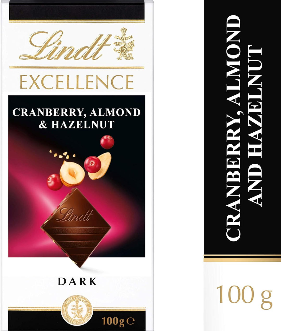 Lindt Excellence Dark Chocolate with Cranberry, Almond & Hazelnut – 100g