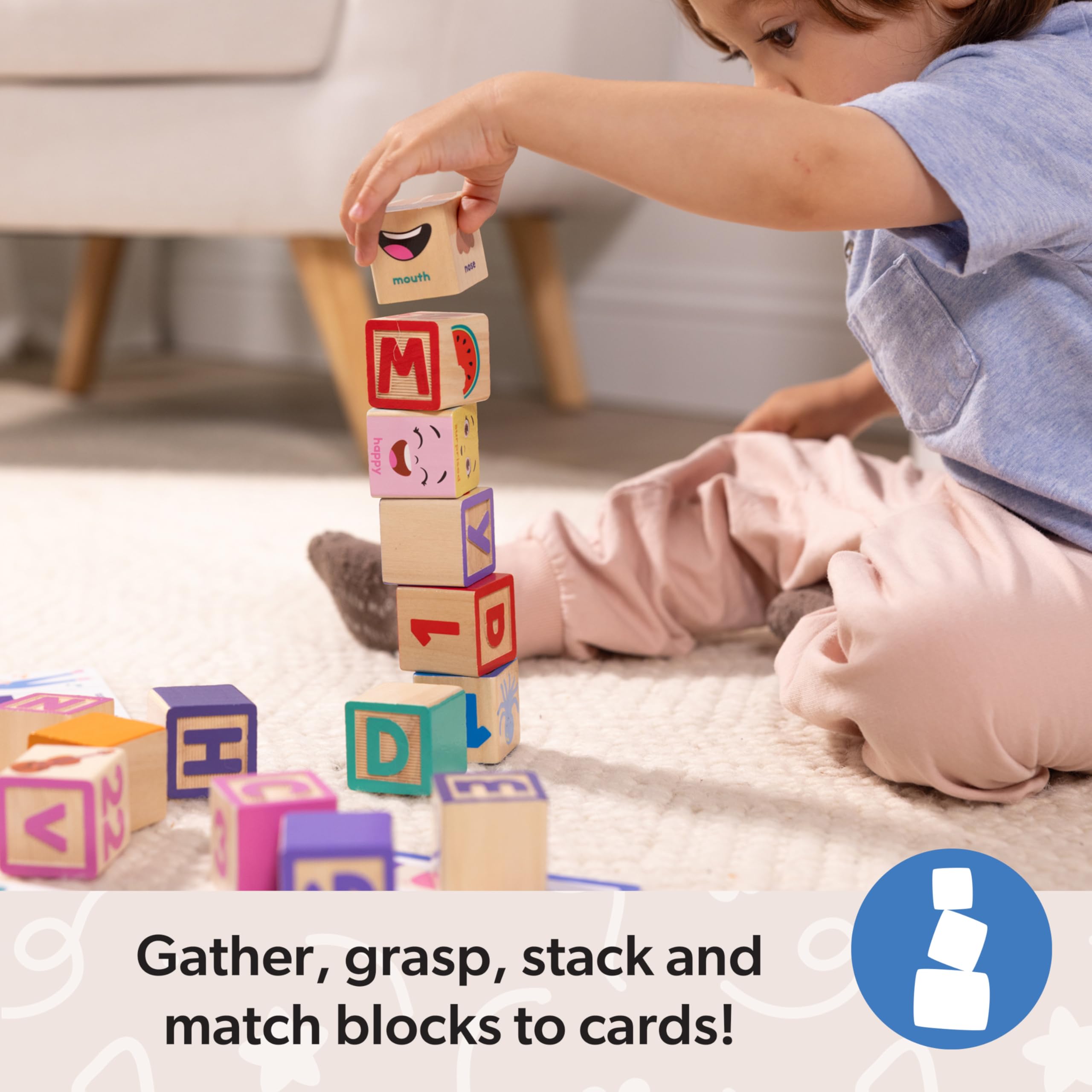Melissa & Doug Ms. Rachel Wooden Learning Blocks Set for Ages 18 Months+ | 30 Blocks & 14 Cards 2