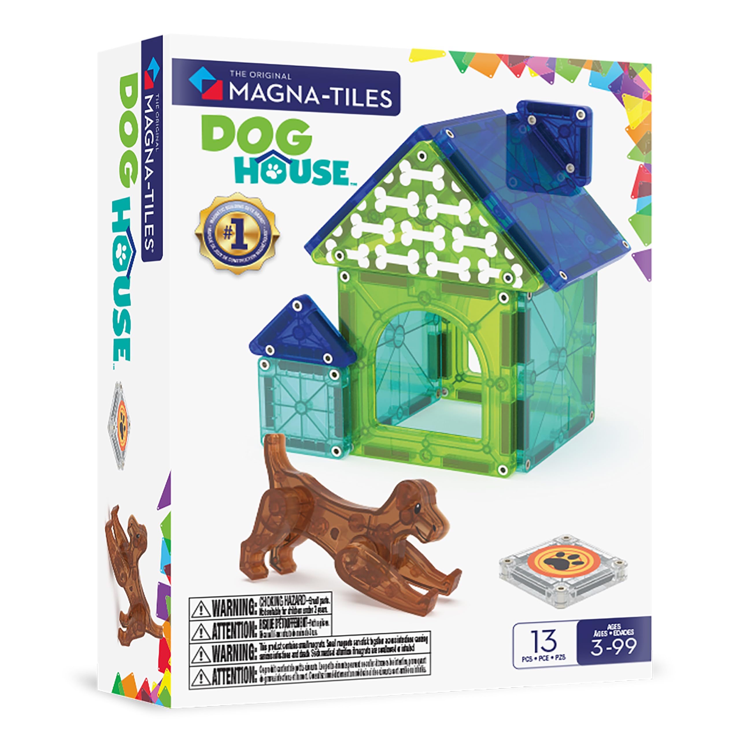 Magna-Tiles Dog House Building Set - 13 Pieces, Ages 3+