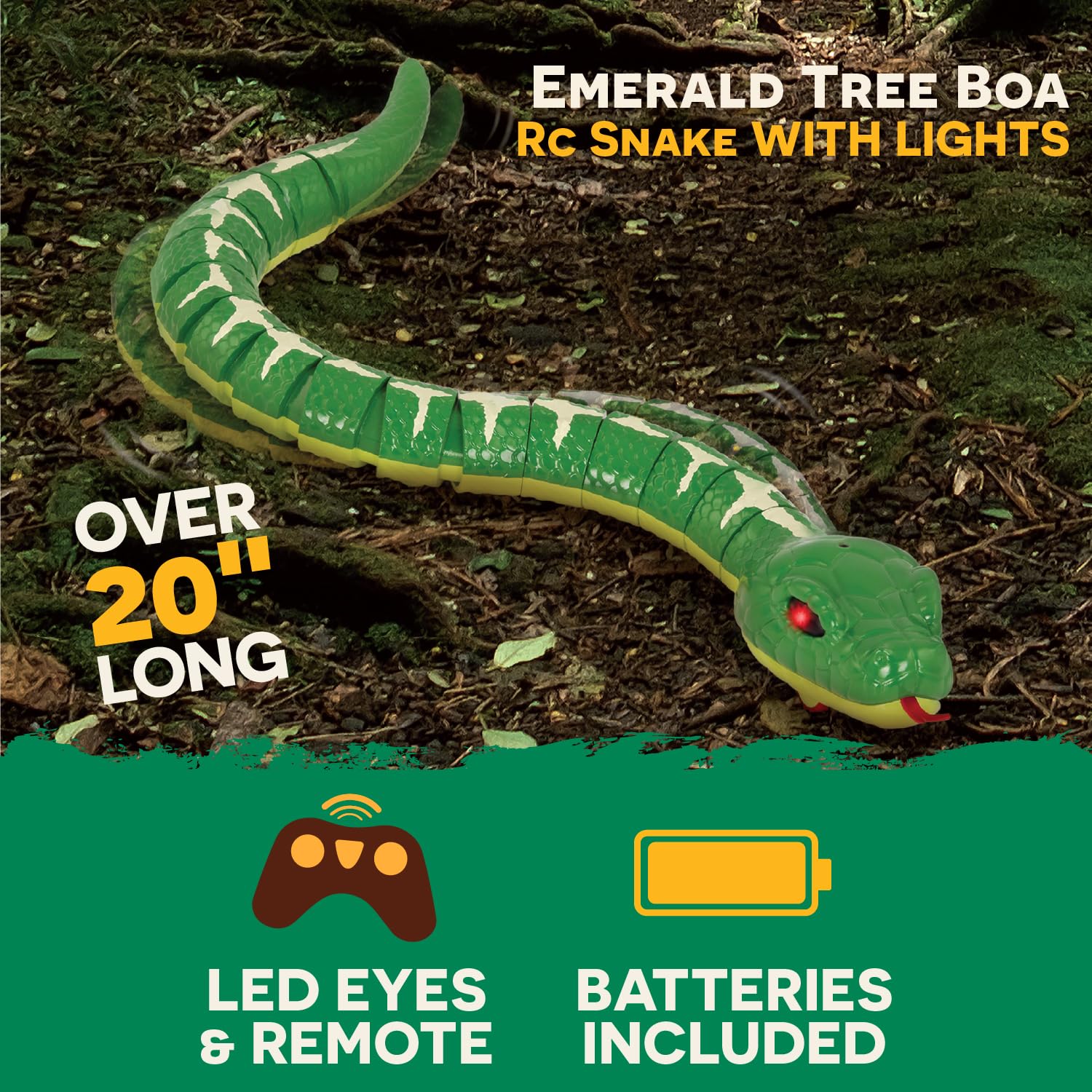 Terra by Battat Emerald Tree Boa - Remote Controlled Snake with LED Eyes, Ages 6+ 6