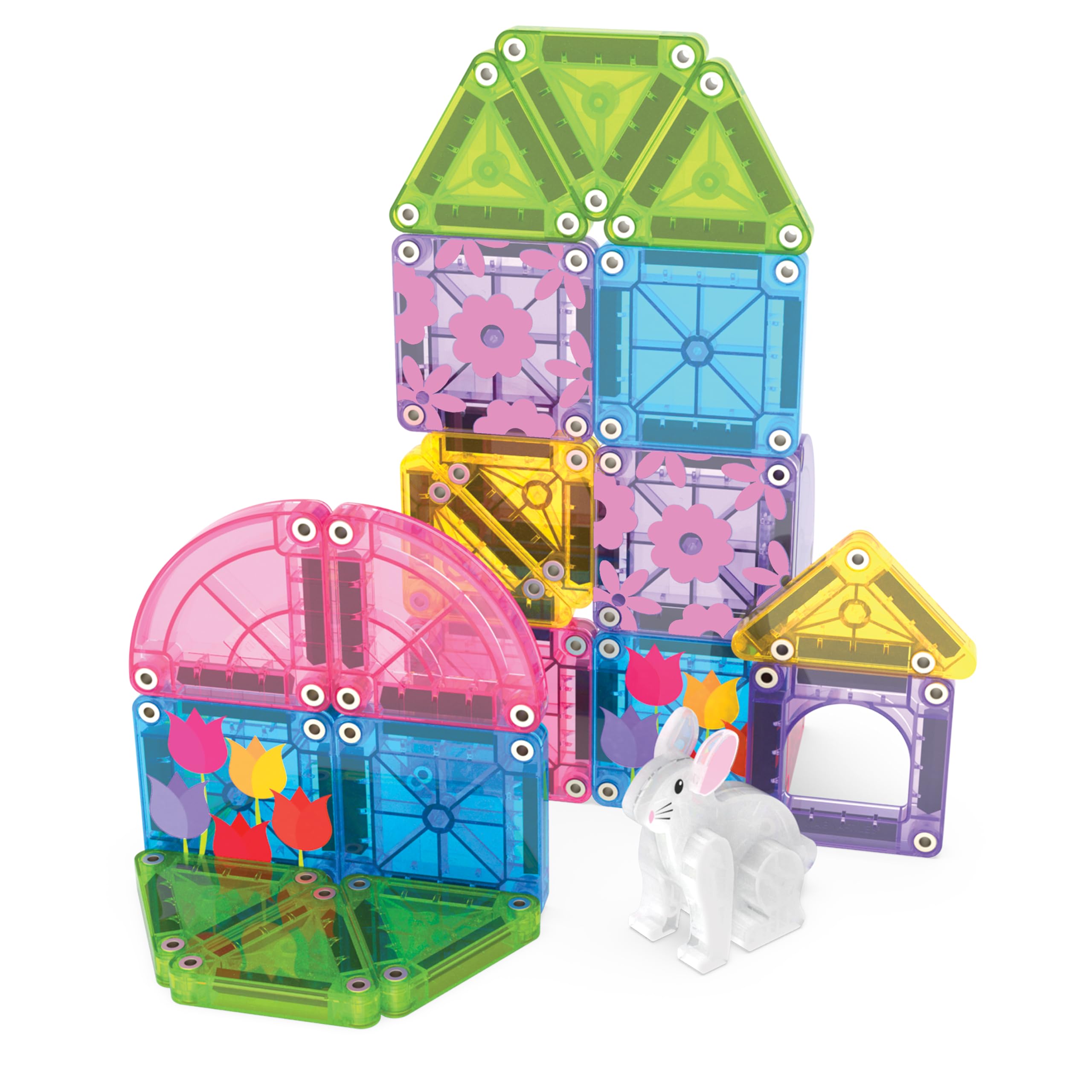 Magna-Tiles Spring Garden Travel Set - 24 Pieces | Ages 3+ | Magnetic Building Toy 7