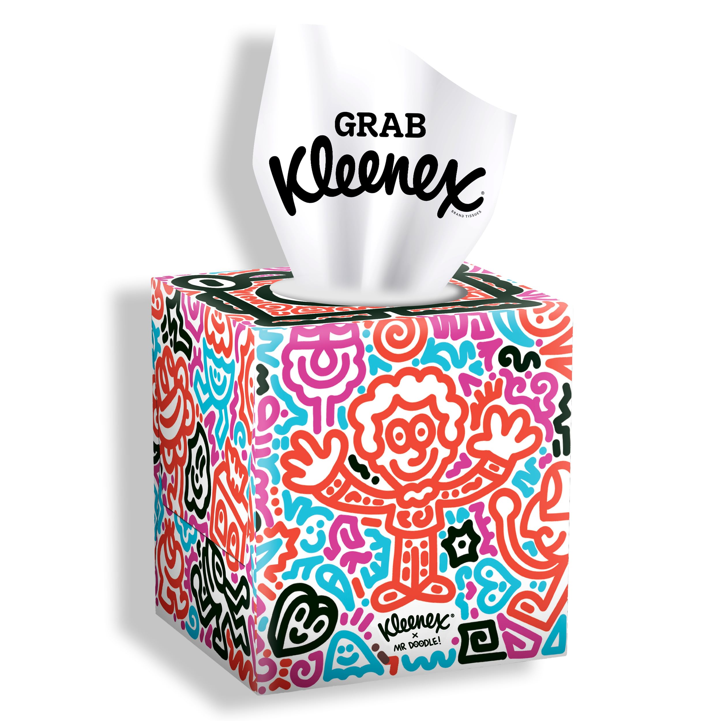 Kleenex Editions Box Tissues - 3 Ply, Unscented, Limited Edition Design Cubes | 48 Tissues