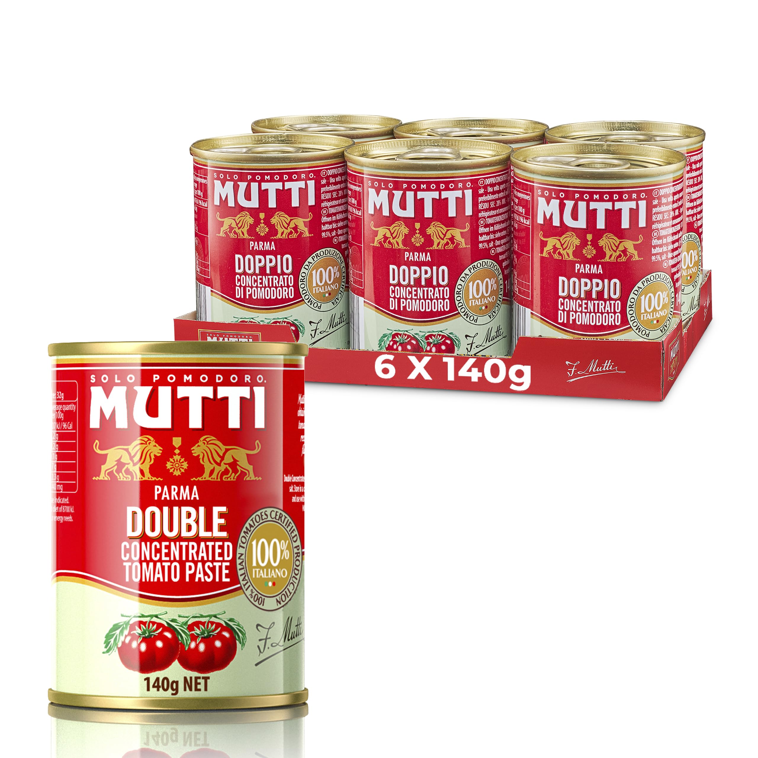 Mutti Double Concentrate Tomato Puree - Intense Flavor | 6 x 140g Tubes 1