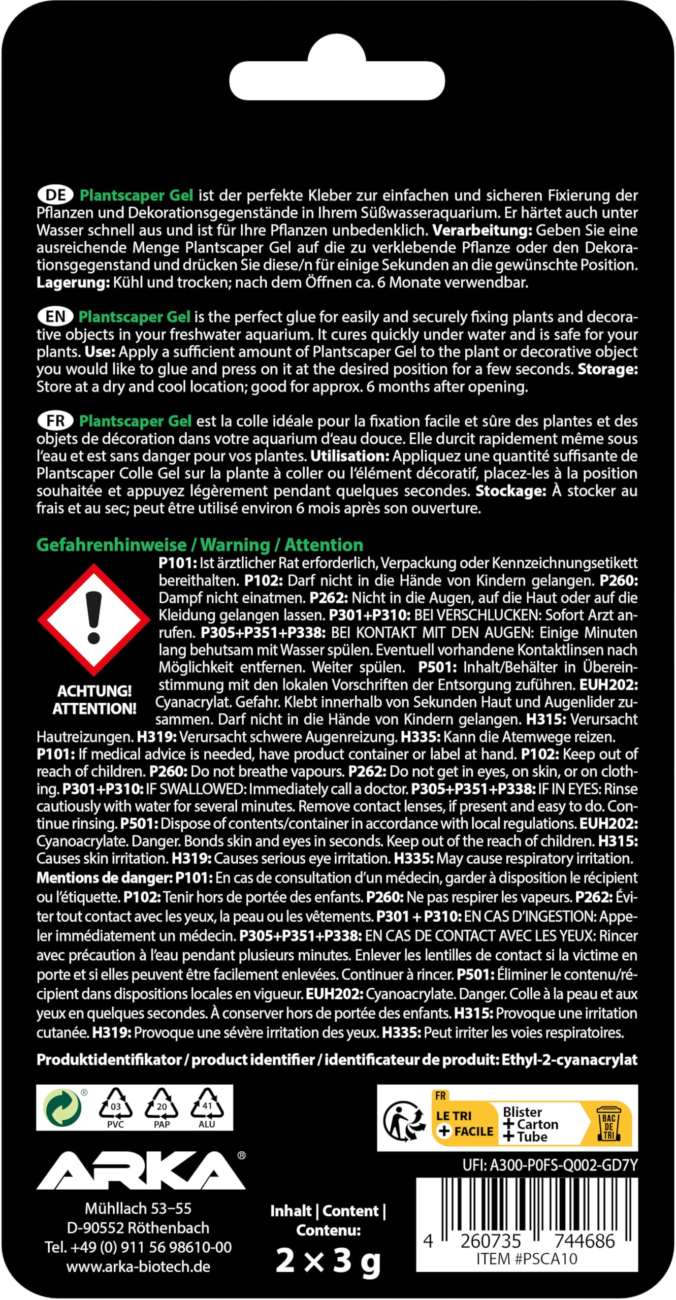 ARKA Plantscaper Gel - Aquarium Plant Glue Twin-Pack | 6g Total | Non-Toxic Cyanoacrylate