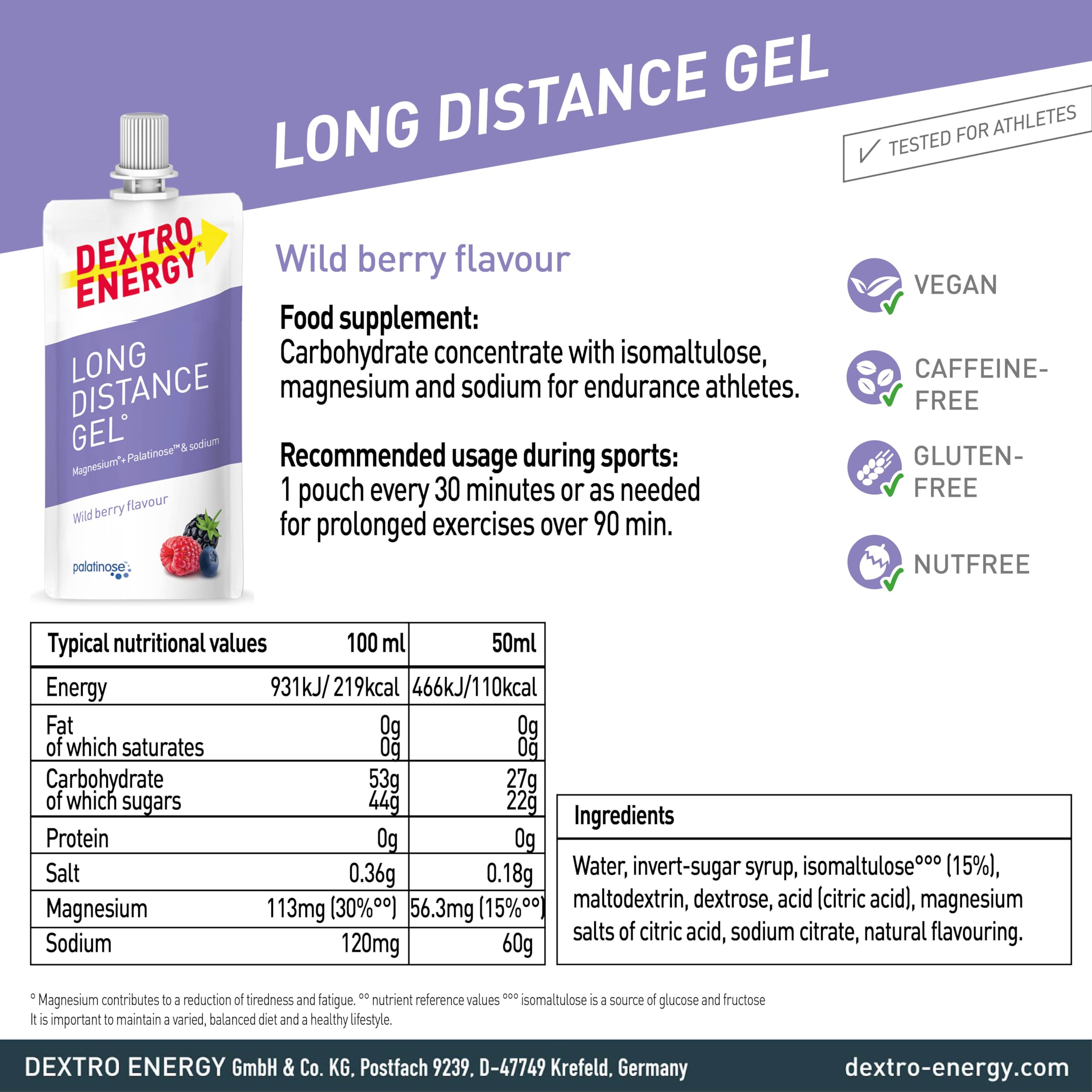 Dextro Energy Long Distance Gel Wild Berry - 50ml Sachet with Fast & Long-Lasting Energy for Endurance Sports 6