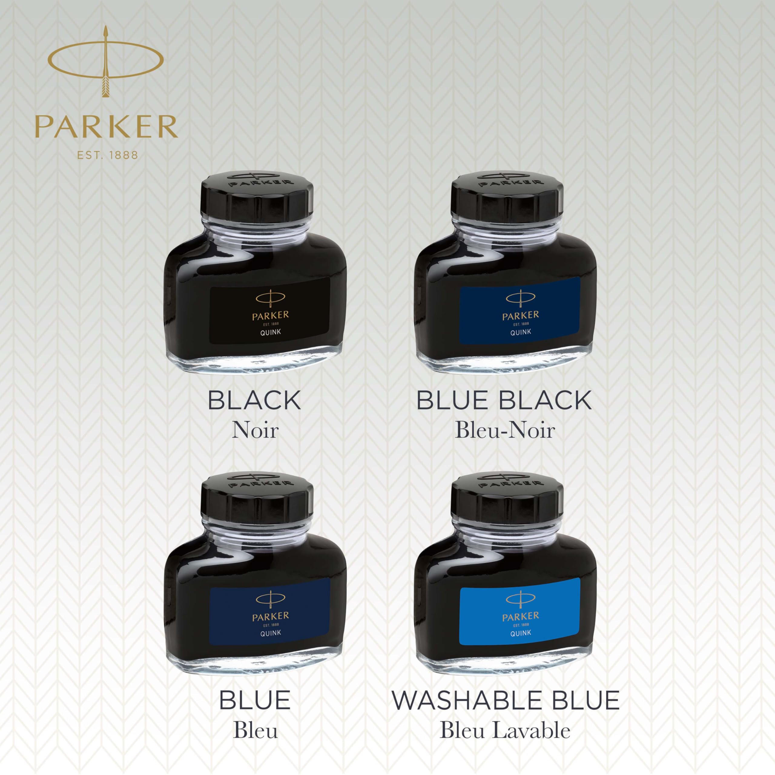 PARKER QUINK Fountain Pen Ink Bottle - Black, 57 ml | Smooth Flow | Quick Drying 5