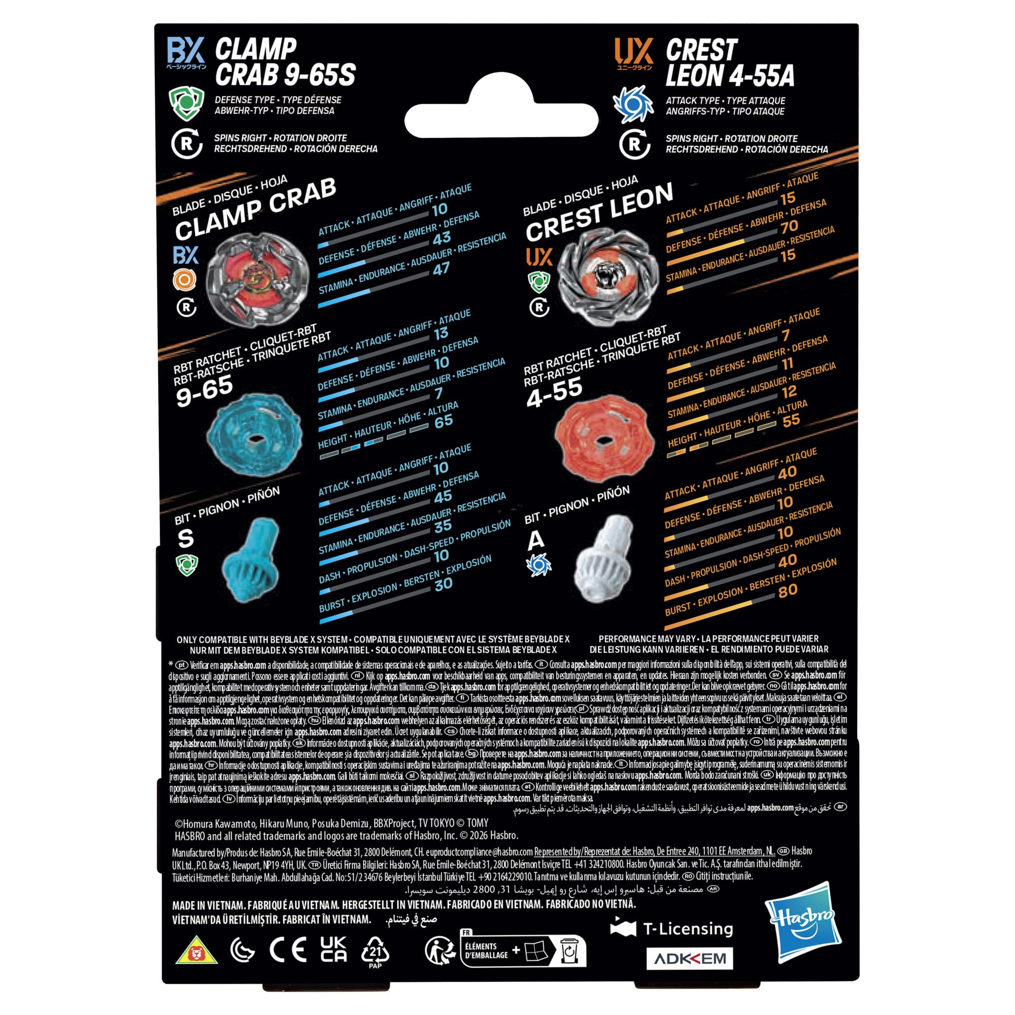 Hasbro Beyblade X Clamp Crab 9-65S BX & Crest Leon 4-55A UX Dual Pack - Ages 8+ 7