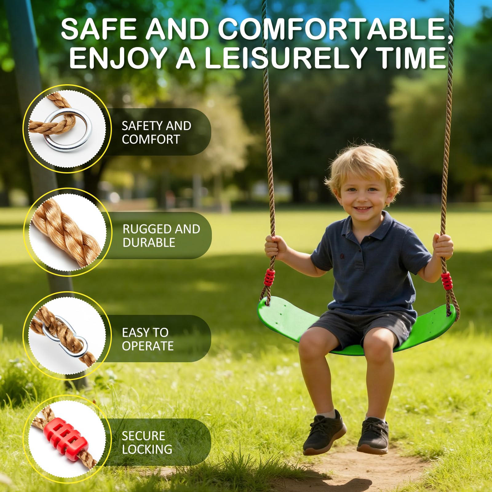 EXTSUD Outdoor Swing Seat - EVA Soft Rocking Chair | 150kg Load Capacity | Adjustable Ropes (145-220cm) 5