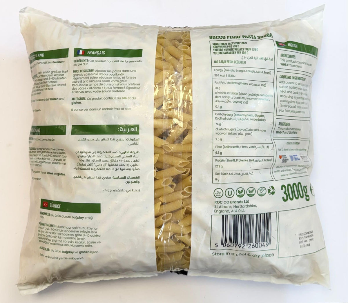 ROCCO Penne Pasta - 3kg Catering Pack