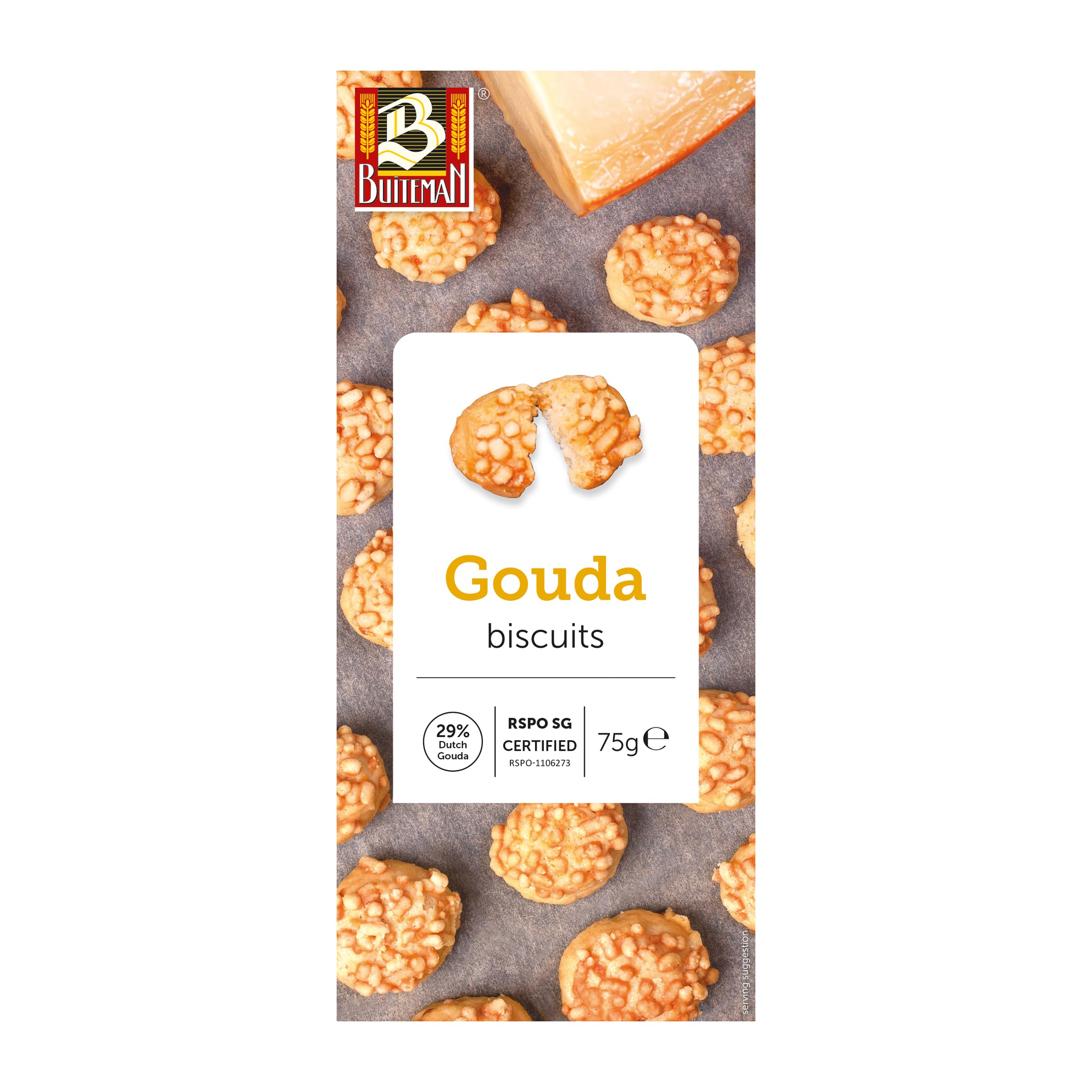 Buiteman Gouda Savoury Biscuit - Crisp Crumble Texture | 75g Pack 1