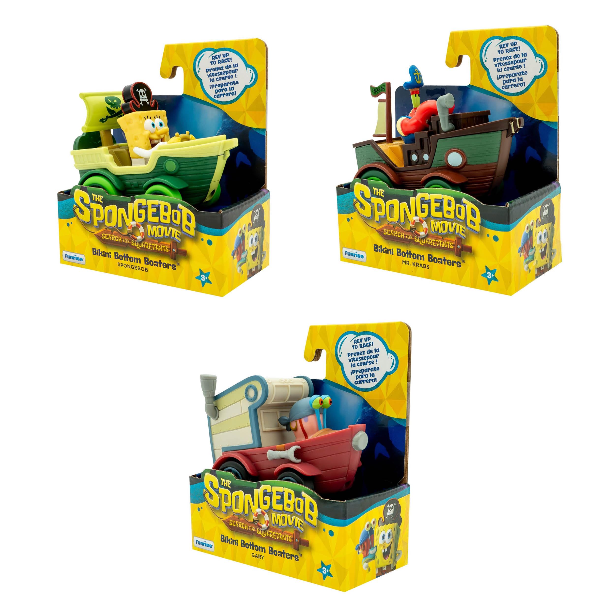 SPONGEBOB SQUAREPANTS Bikini Bottom Boaters Movie Assortment Bath Toy | Plastic | Ages 3+