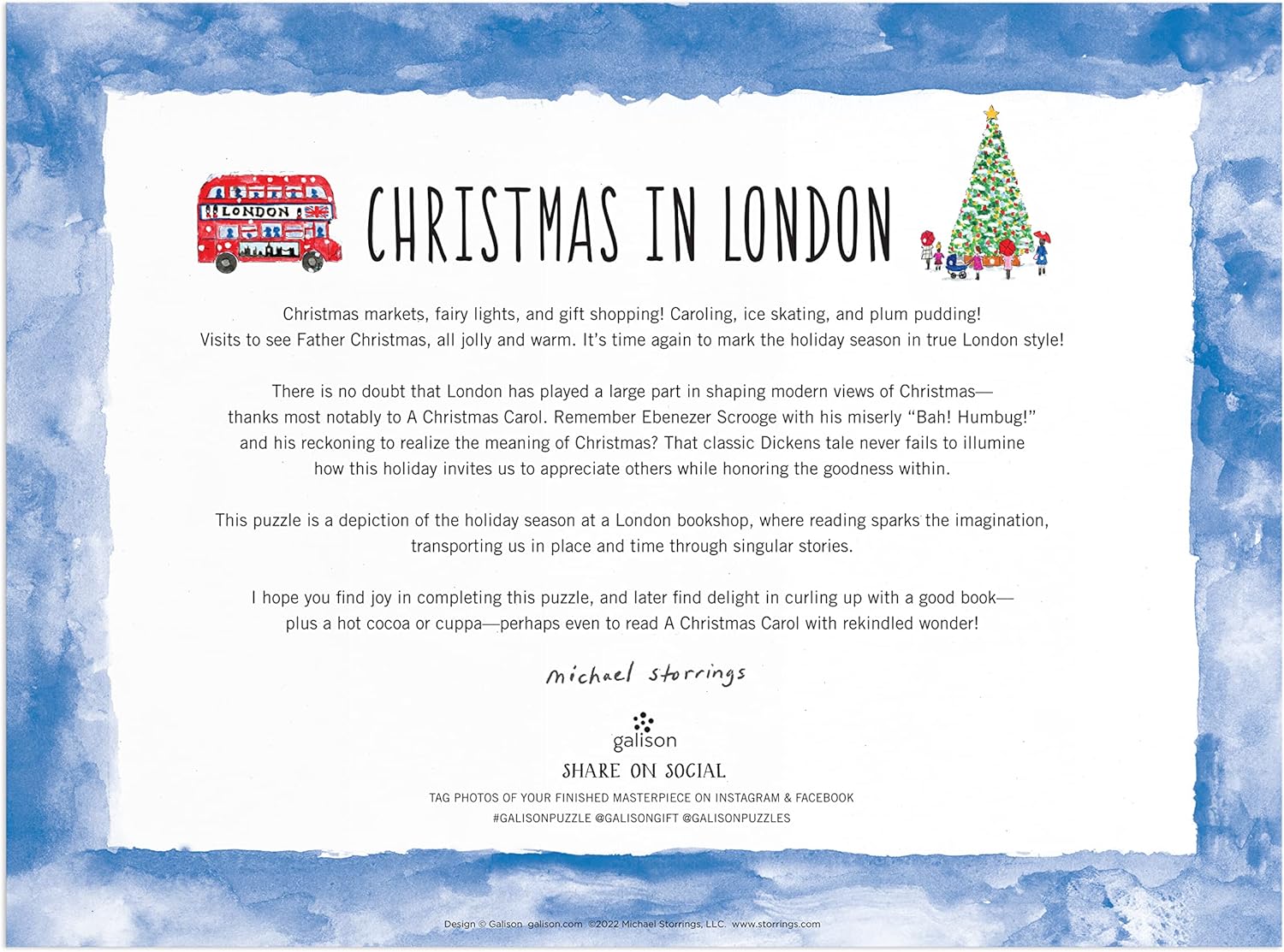 Galison Michael Storrings Christmas in London 1000 Piece Jigsaw Puzzle 3