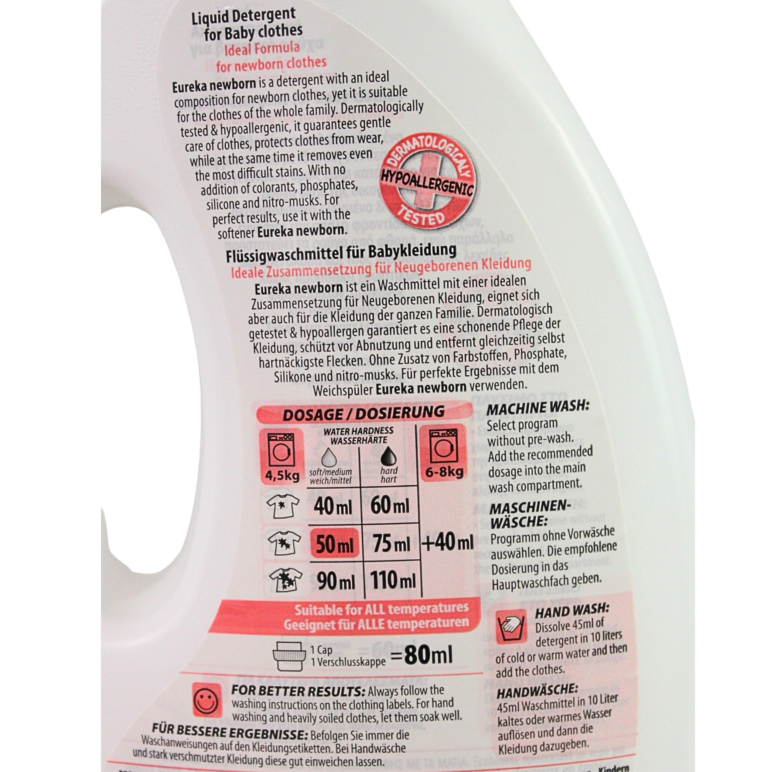 Eureka Newborn Liquid Detergent - 1.8 L - 94% Natural & Plant-Based Formula