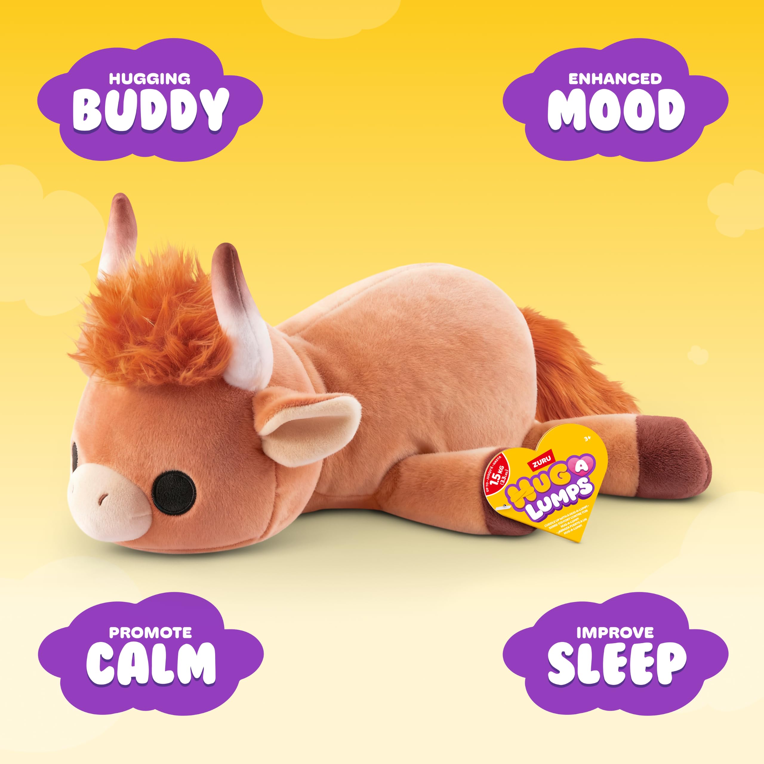 Hug-A-Lumps Holly Cow Soft Doll - Medium, Weighted Plush for Stress Relief 2