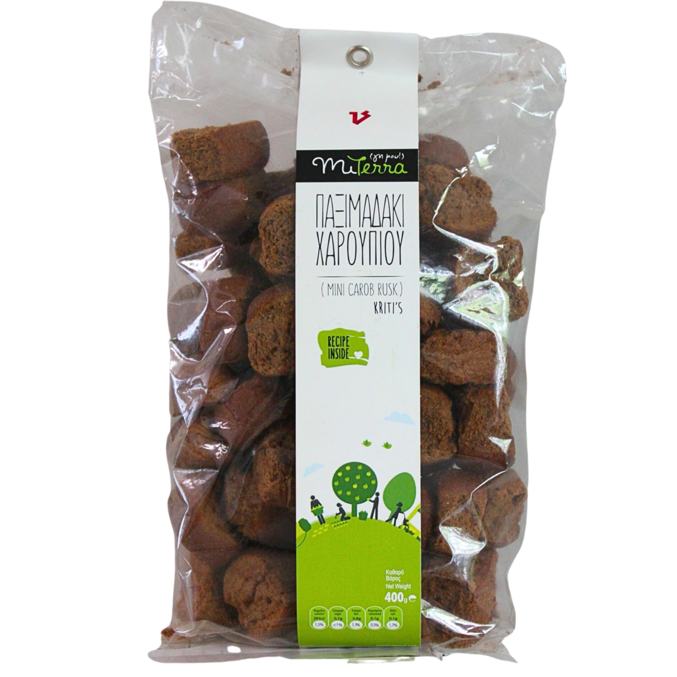 MITERRA Cretan Mini Carob Rusks - 2 x 400g Pack
