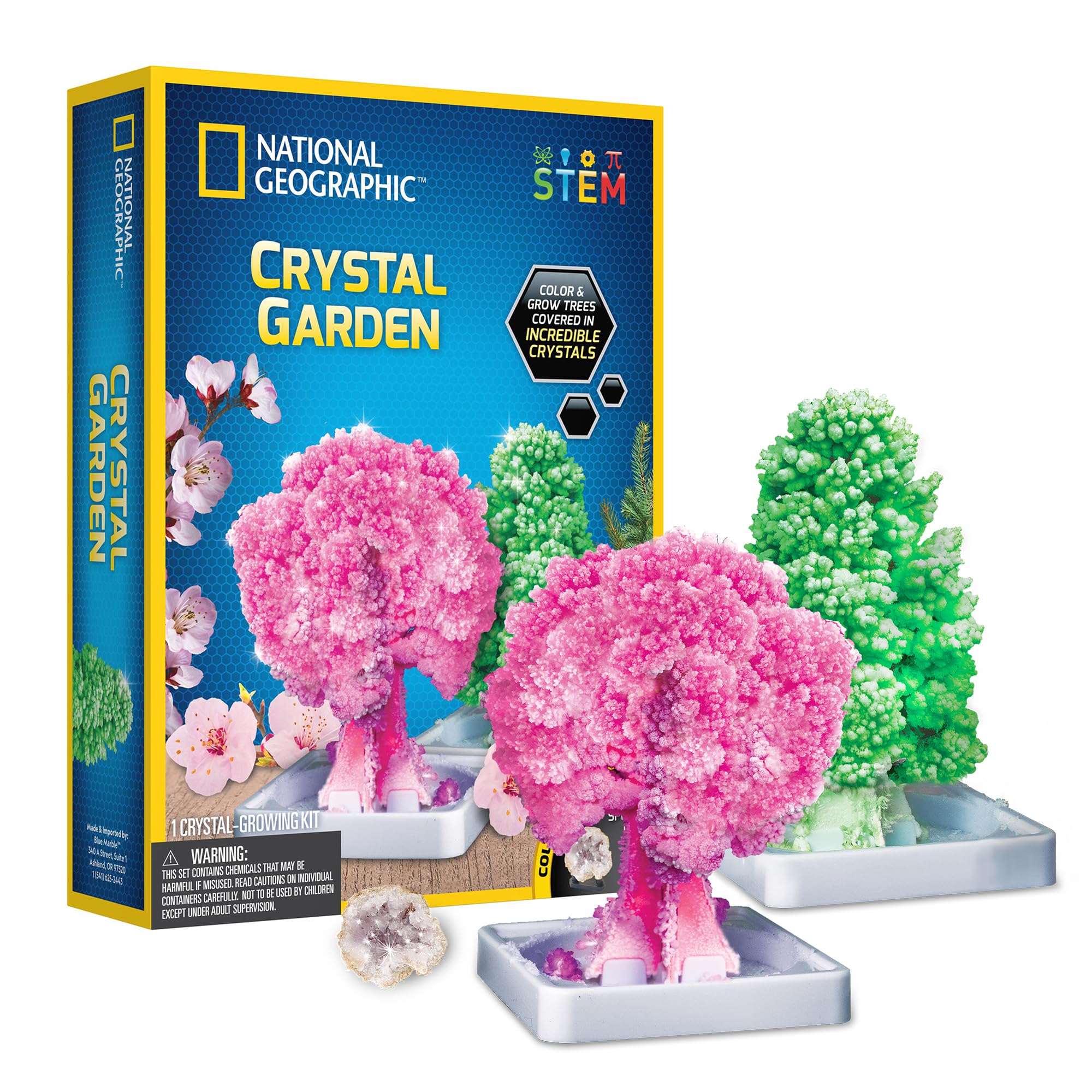 National Geographic Crystal Garden Growing Kit - Pink & Green Crystal Trees | Ages 8+ 1