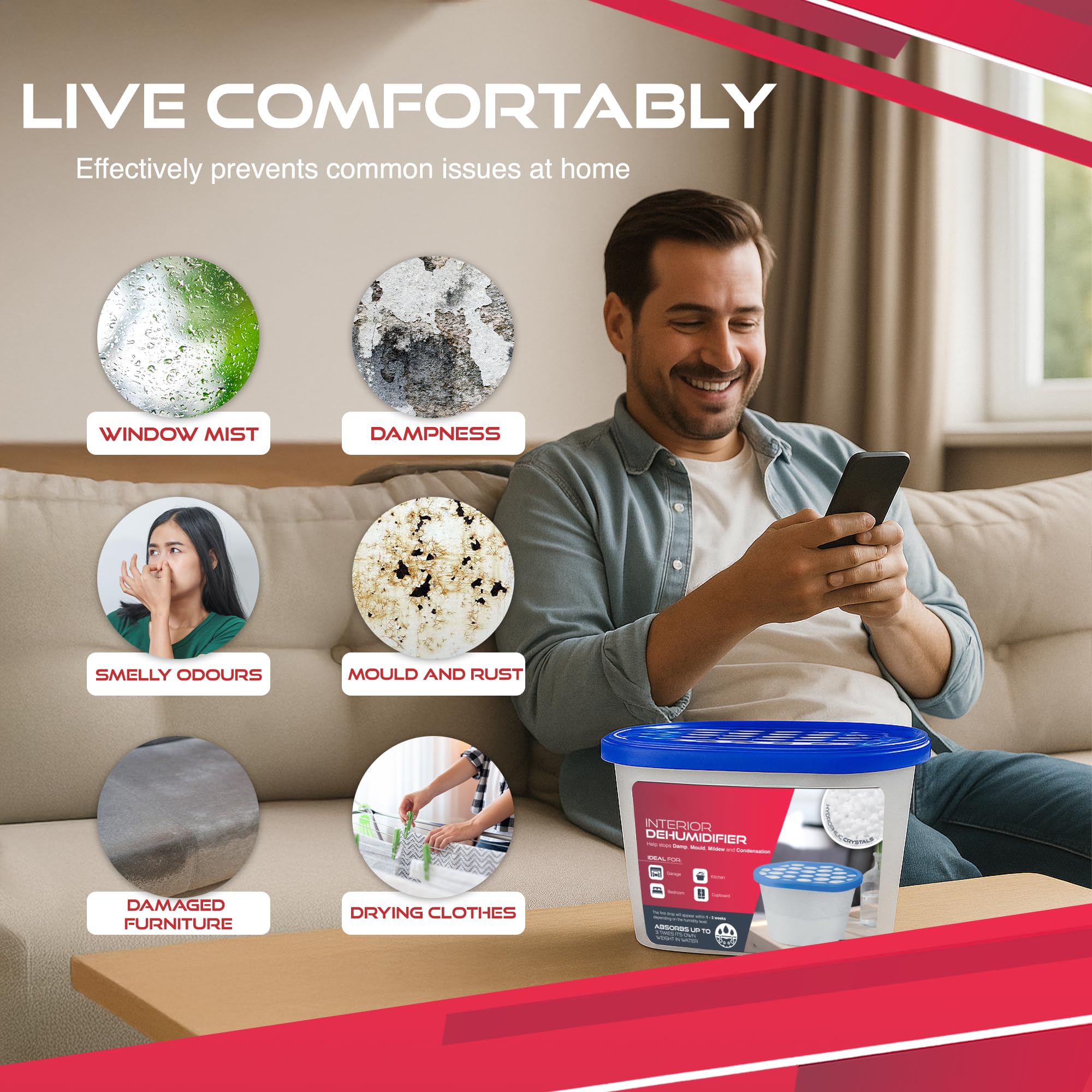 Sterlix - Pack of 5 500ml Dehumidifier Tubs for Humidity, Damp, Condensation, Mould Control 5