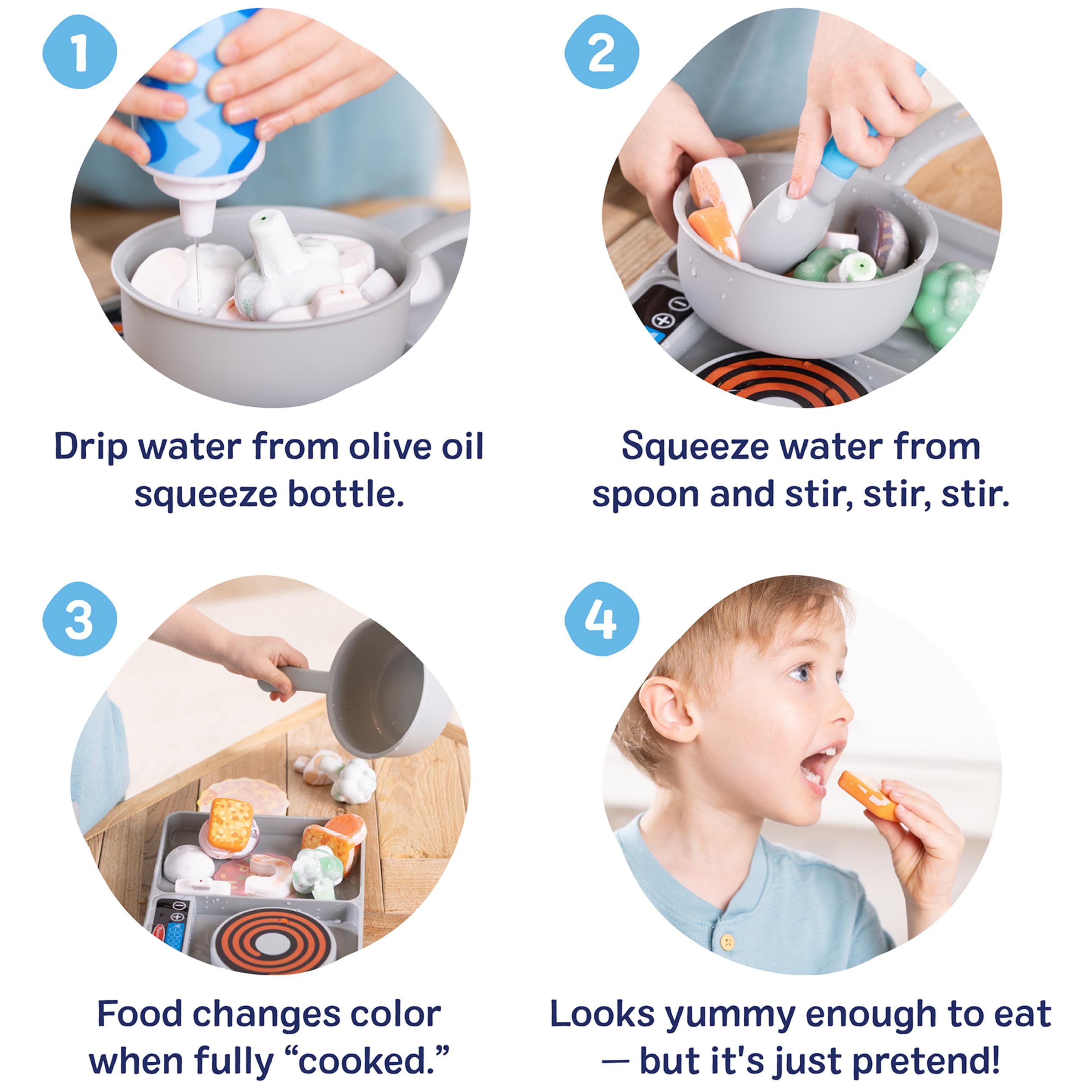 Melissa & Doug Simmer & Stir Stovetop Play Set - Color-Changing Play Food | Ages 3+ 6