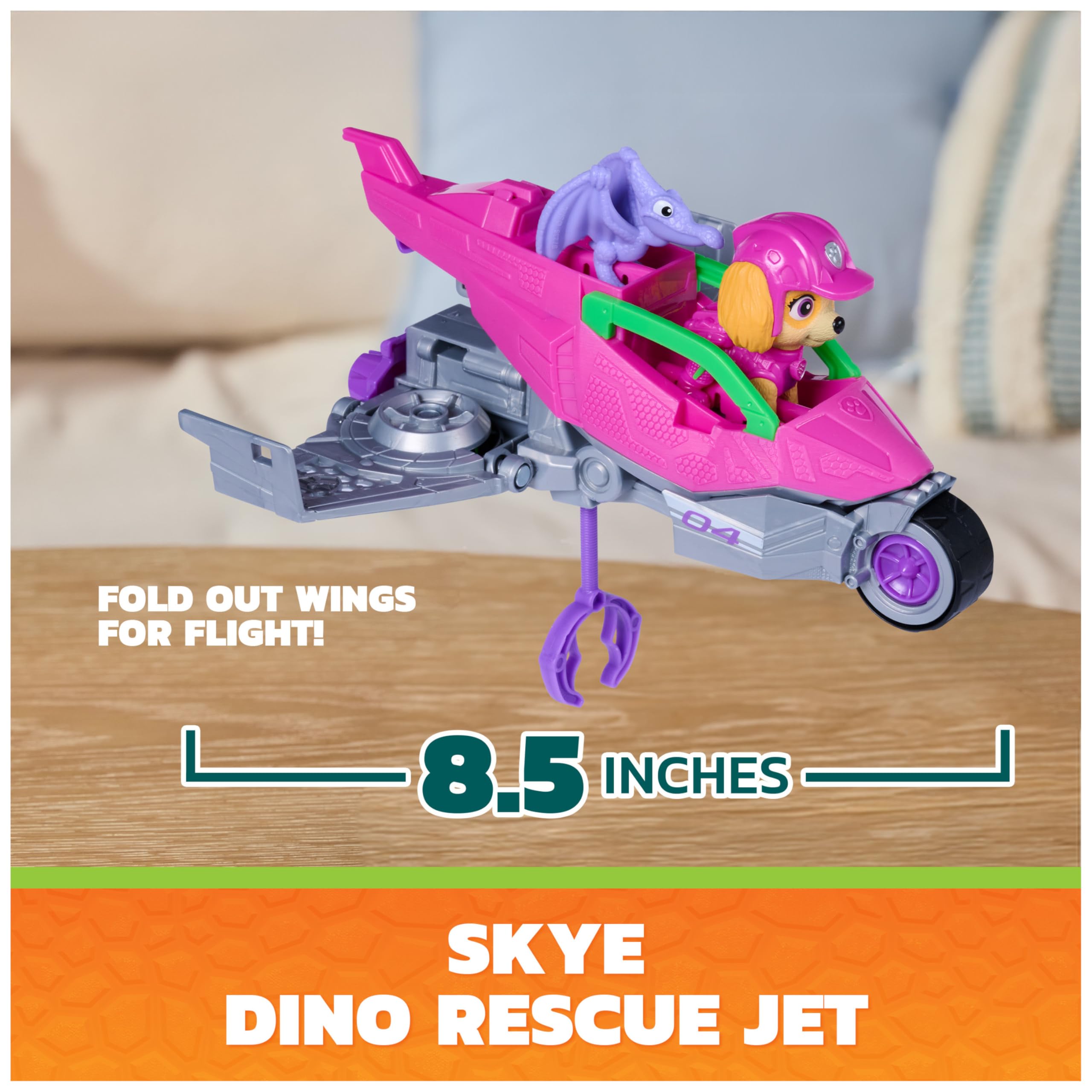 Paw Patrol Skye Dino Rescue Jet & Action Figure Set - Ages 3-9 | Multicolor Plastic 2