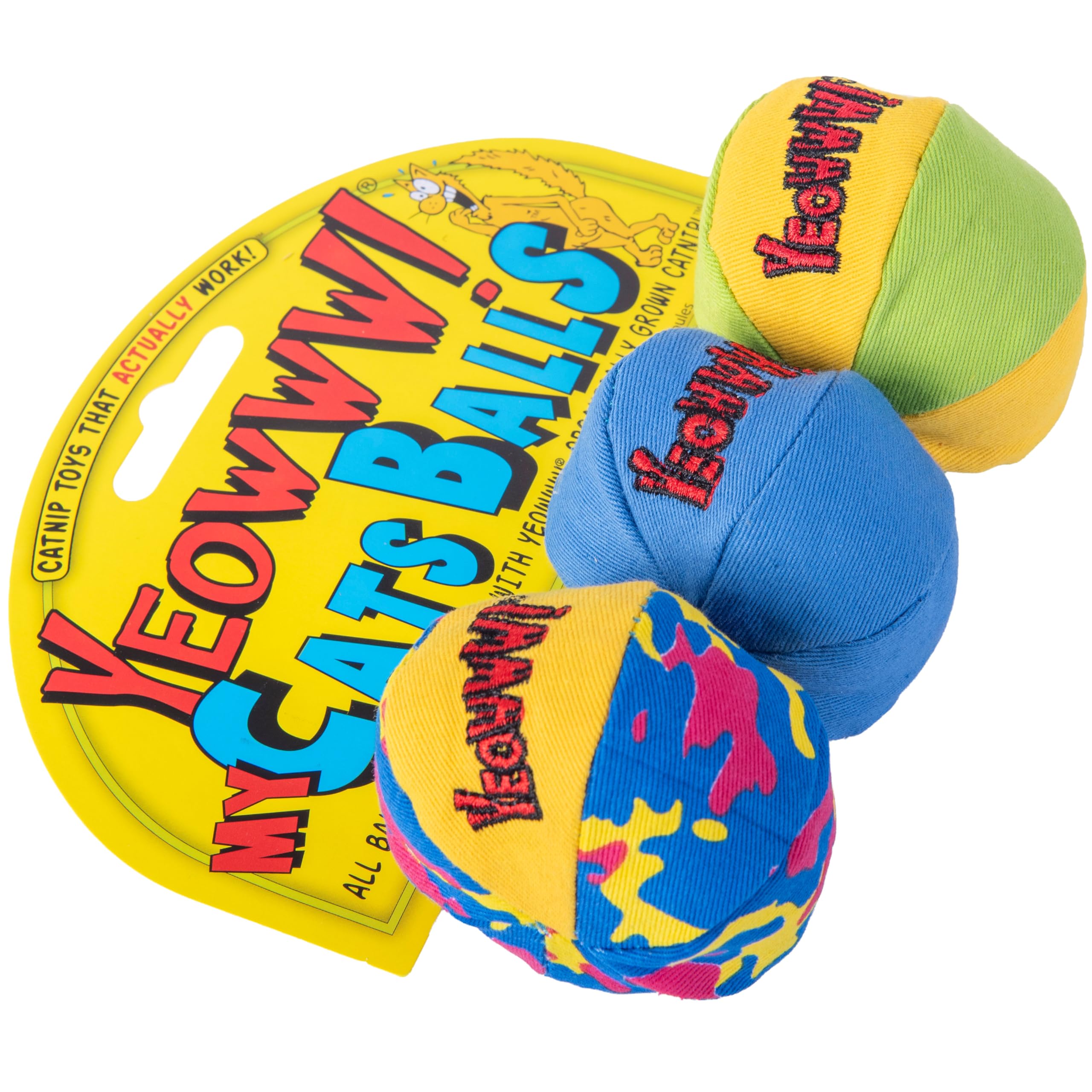 YEOWWW My Cats Balls Cat Toy - Pack of 3 Assorted, 100% Organic Catnip Filled 2