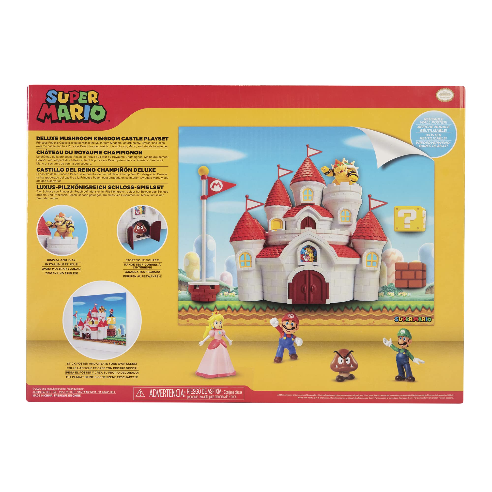 Nintendo Mushroom Kingdom Castle Playset by Jakks Pacific | Includes Exclusive 2.5' Bowser Figure | Ages 3+ 7
