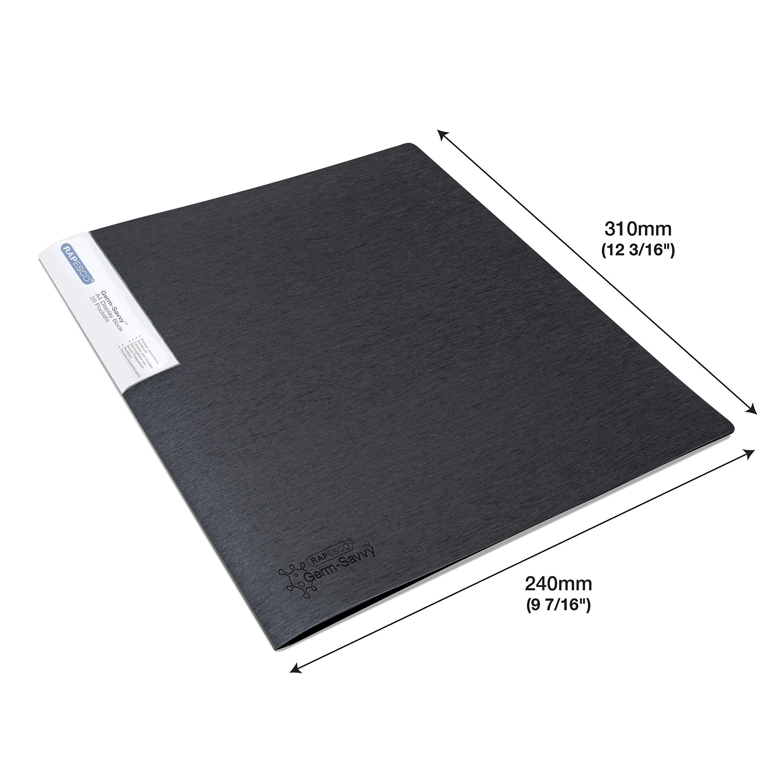 Rapesco 1643 Presentation Folder with Antibacterial Protection, 20 Pockets, 3