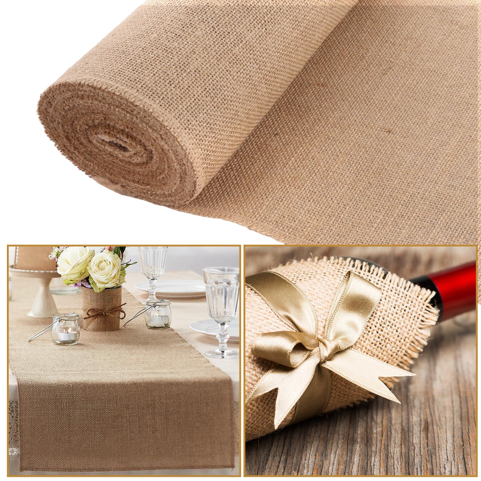 ASelected Natural Hessian Fabric Roll - 30 cm x 10 m, Breathable Cotton Blend, Brown 5