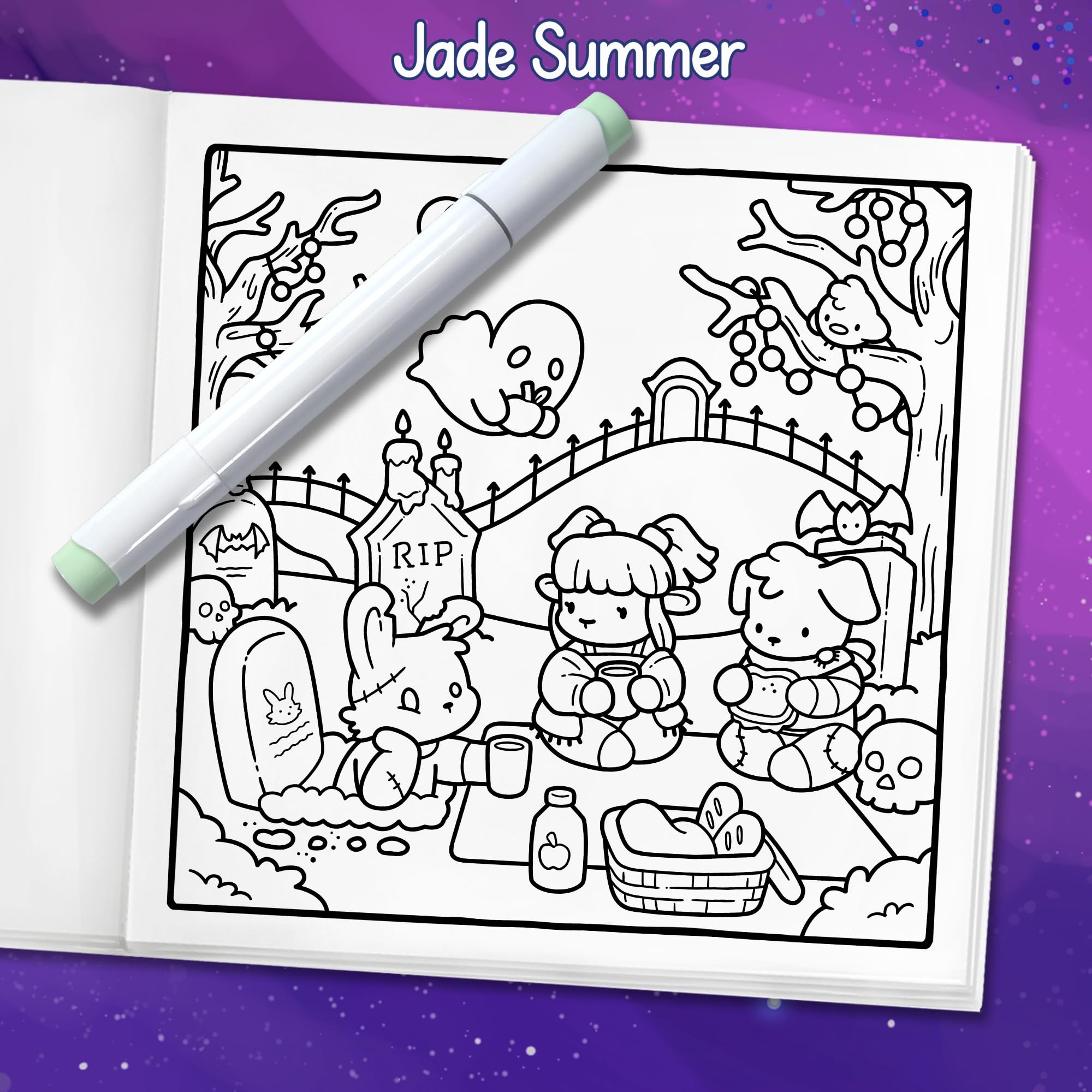 Spooky Places: Cozy Coloring Book for Adults and Teens with Cute and Creepy Designs by Jade Summer | 40 Images | Paperback 5