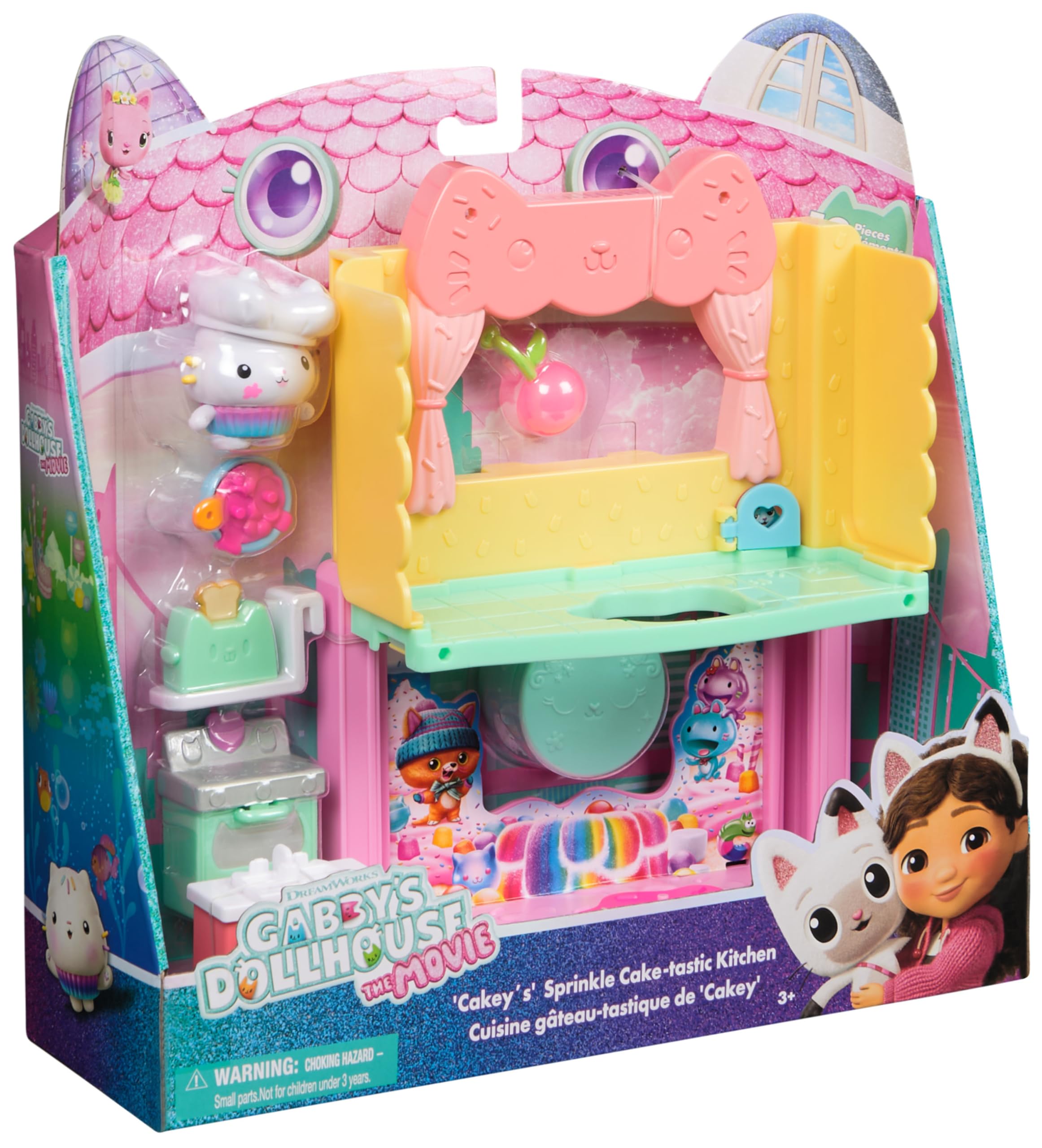 DREAMWORKS GABBY'S DOLLHOUSE Cakey's Sprinkle Cake-tastic Kitchen Playset | Ages 3-6 | 10-Piece Set 2