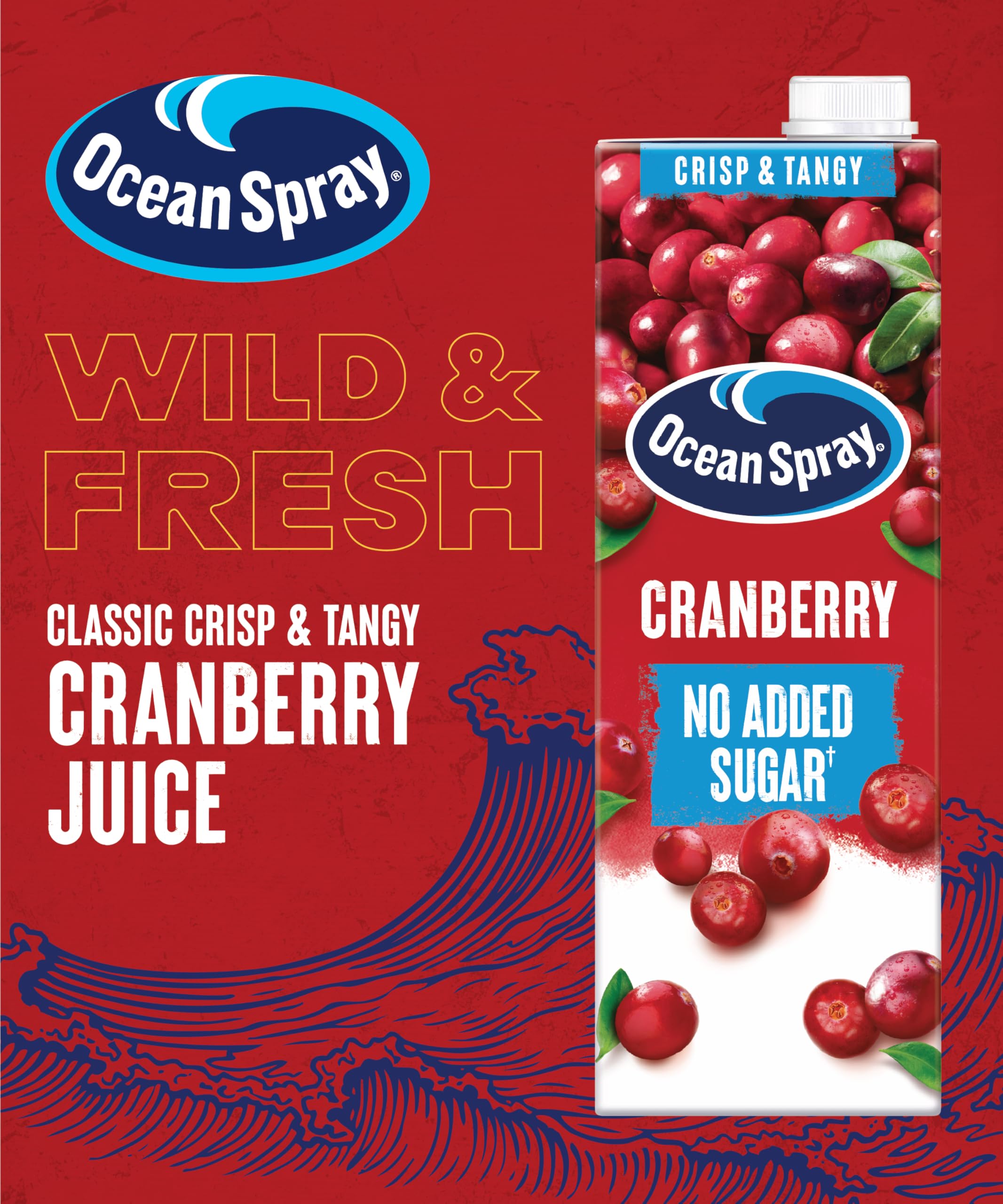 Ocean Spray Classic Cranberry Juice Drink - No Added Sugar | 1L Carton | Rich in Vitamin C