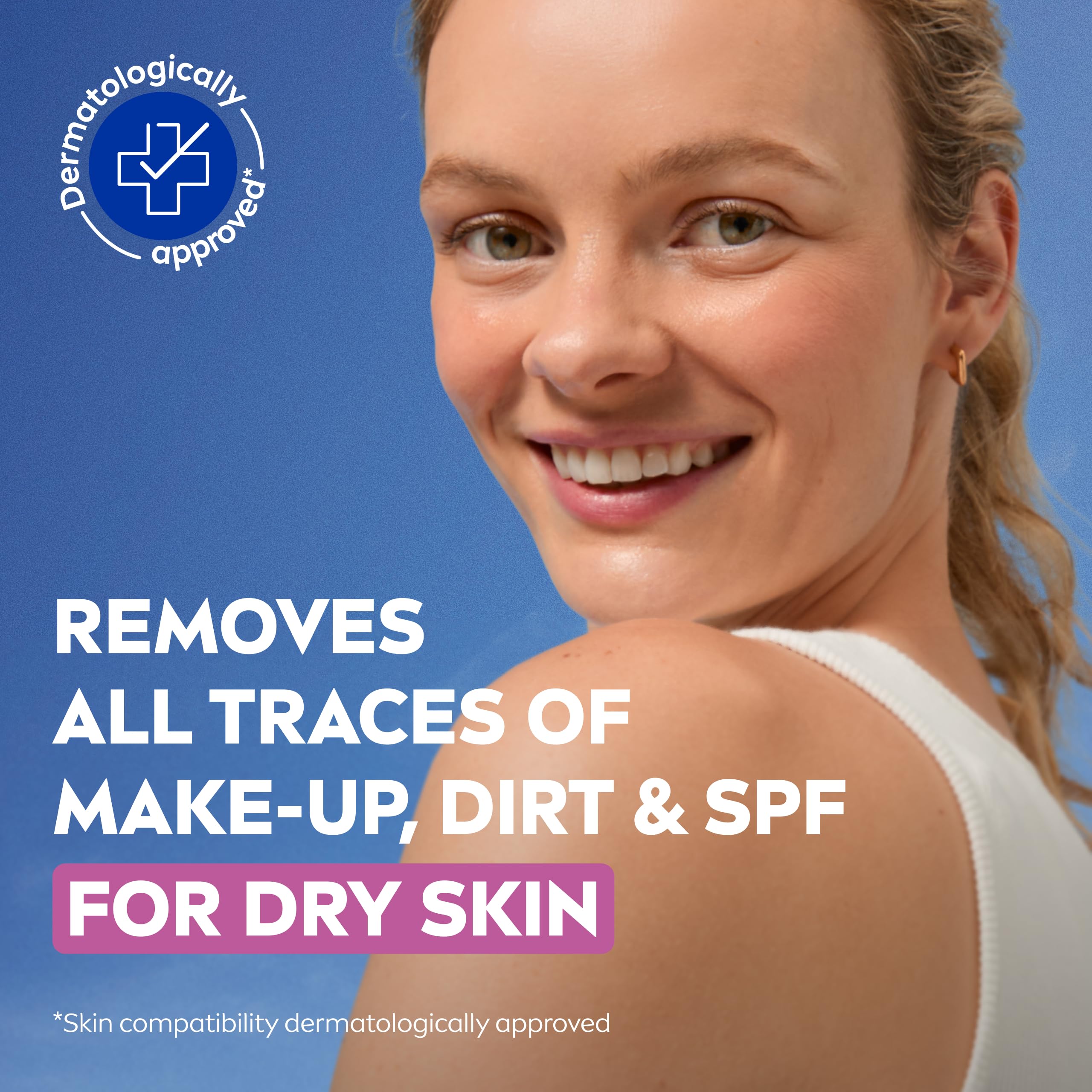 NIVEA Caring 3-in-1 Cleansing Face Wipes for Dry Skin - 25 Sheets | Waterproof Makeup Removal 3