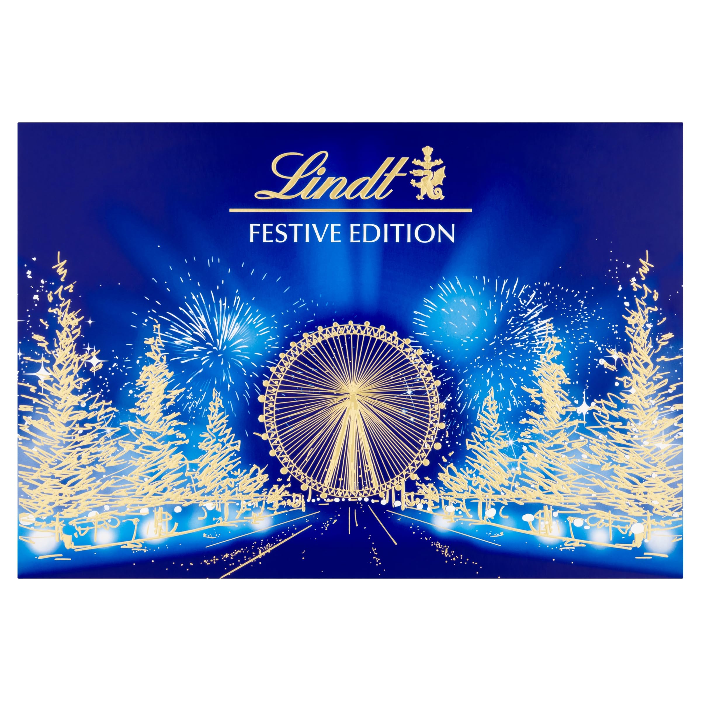 Lindt Festive Edition Christmas Sharing Box – 690g Assorted Milk, Dark & White Chocolates 1