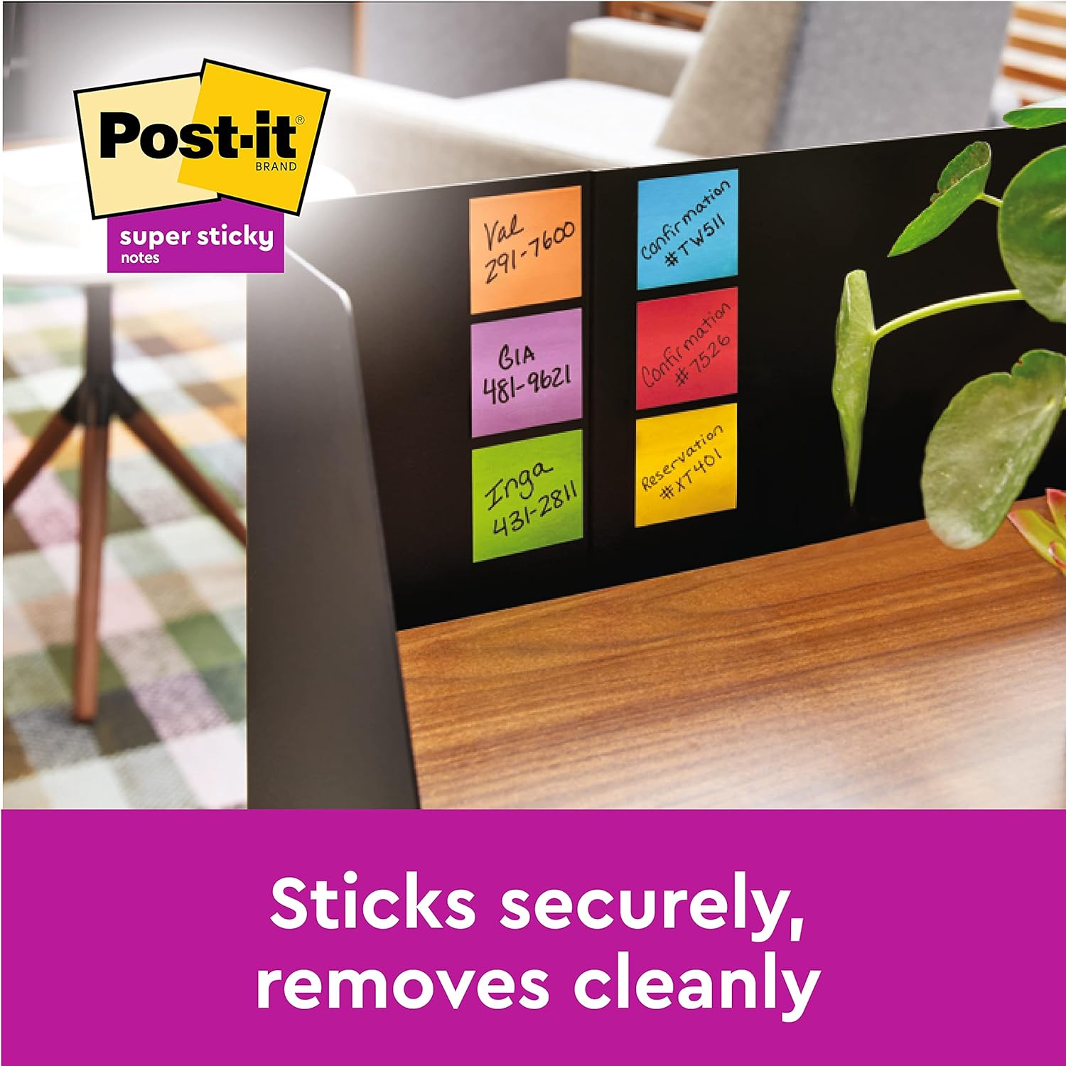 Post-it Super Sticky Notes, Pack of 6 Pads, 90 Sheets/Pad, 76mm x 127mm, Ideal for Desk, Office, School and Memos, Miami Colour Collection 9