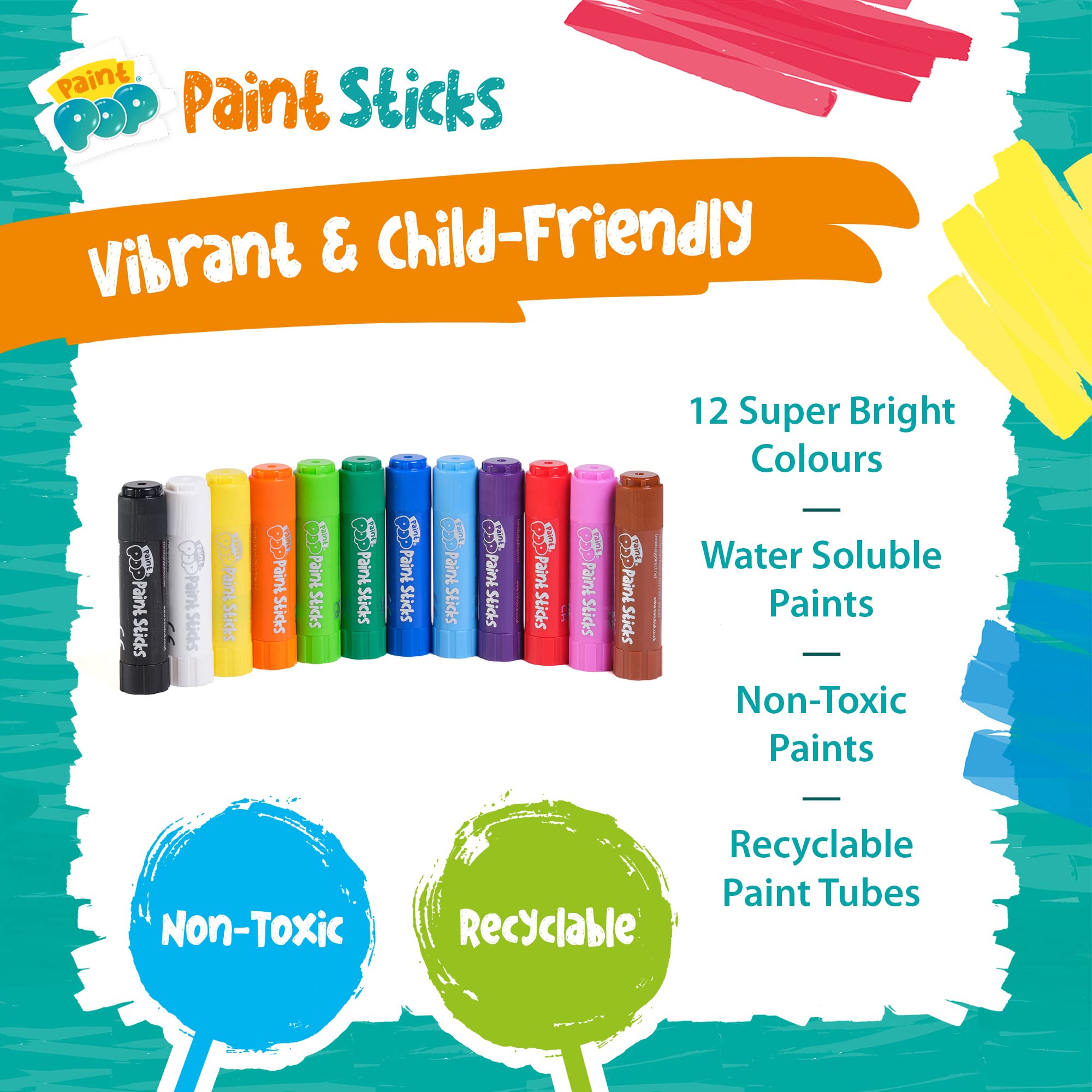 Paint Pop Paint Sticks for Kids - 12 Pack Assorted Colours | Twist & Paint Action 5