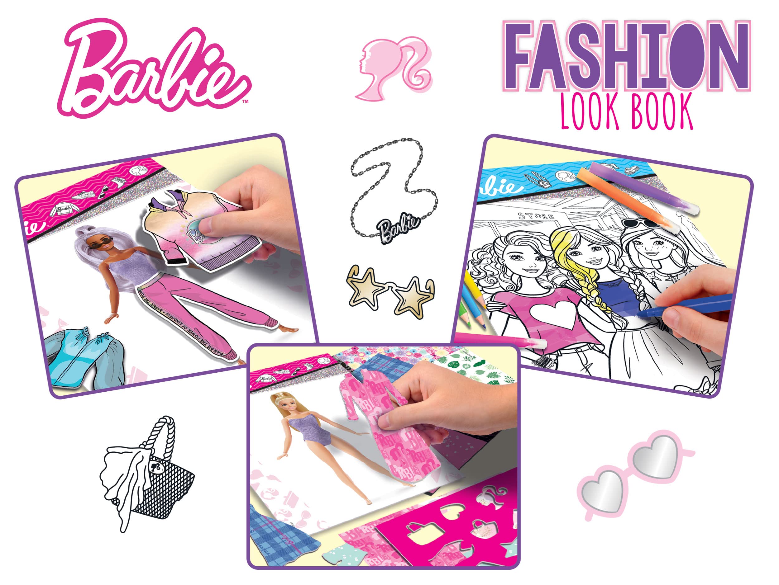 Lisciani Barbie Fashion Look Book Sketchbook Set for Girls 5+ Years | Includes 43-Page Book & Colouring Tools 3