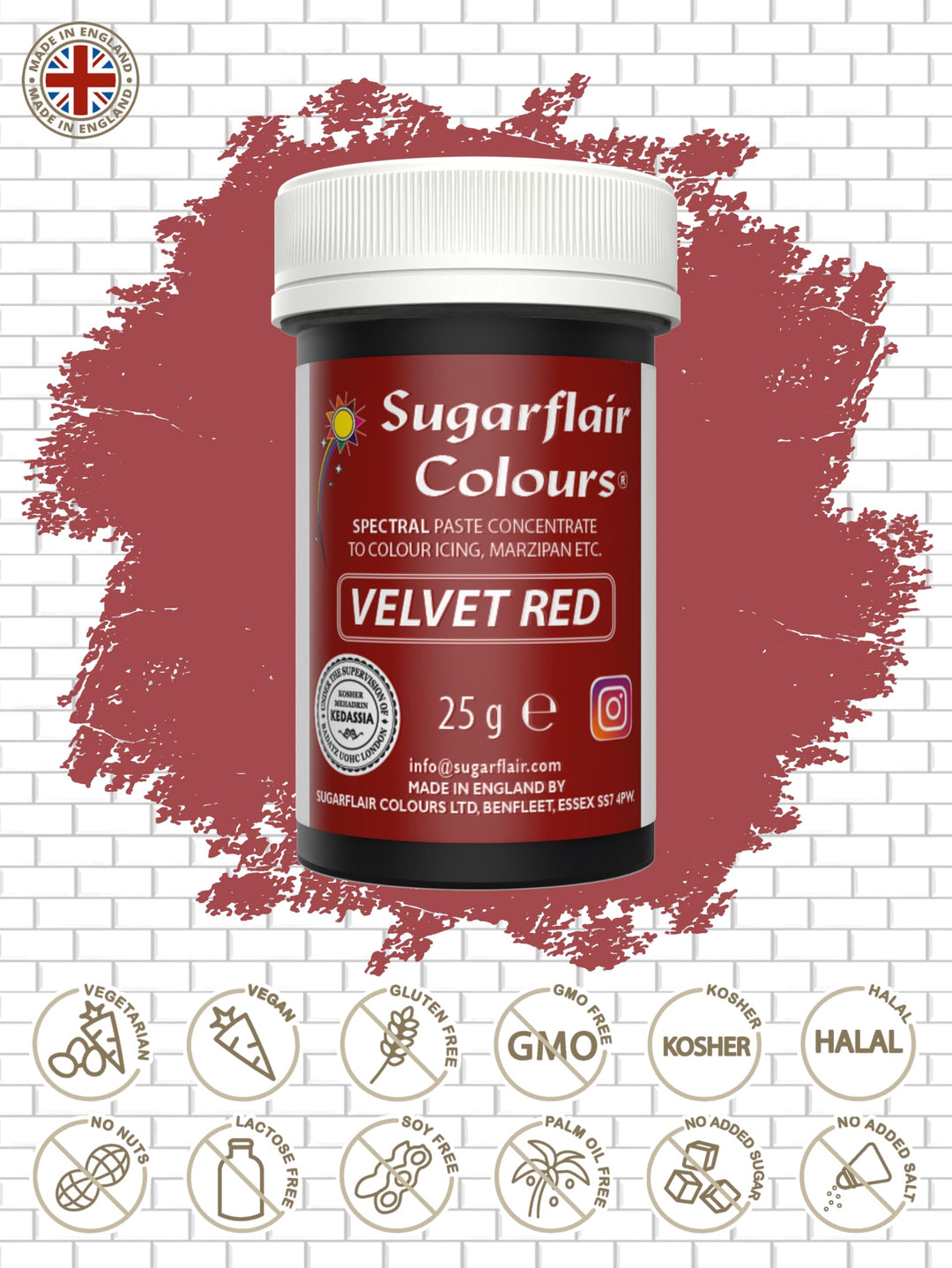 Sugarflair - Spectral Velvet Red Food Colouring Paste (25g)